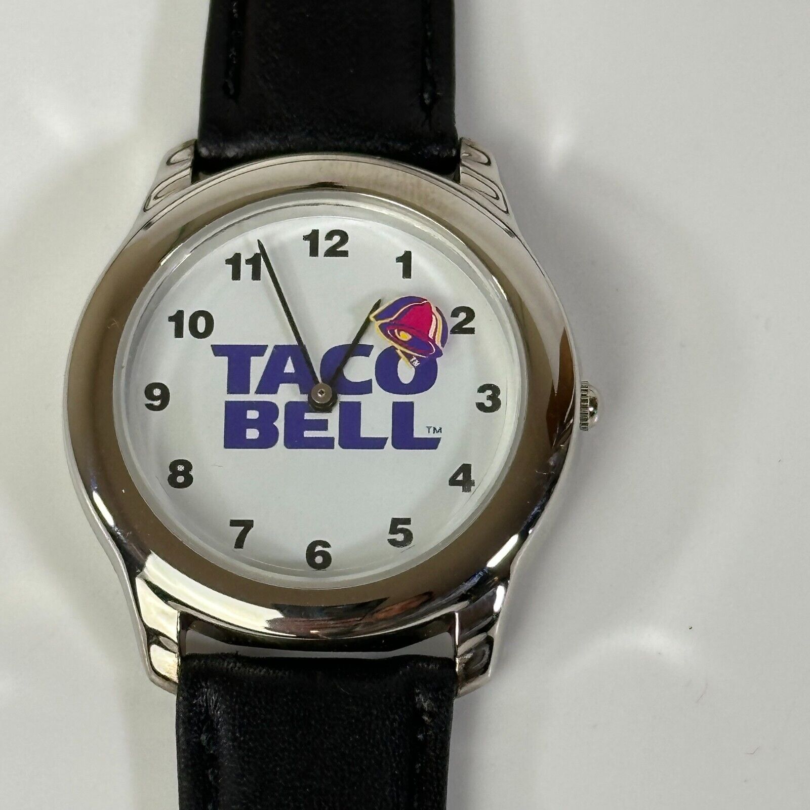 Vintage Taco Bell Watch Second Hand Floating Taco Service Leather Wrist Watch