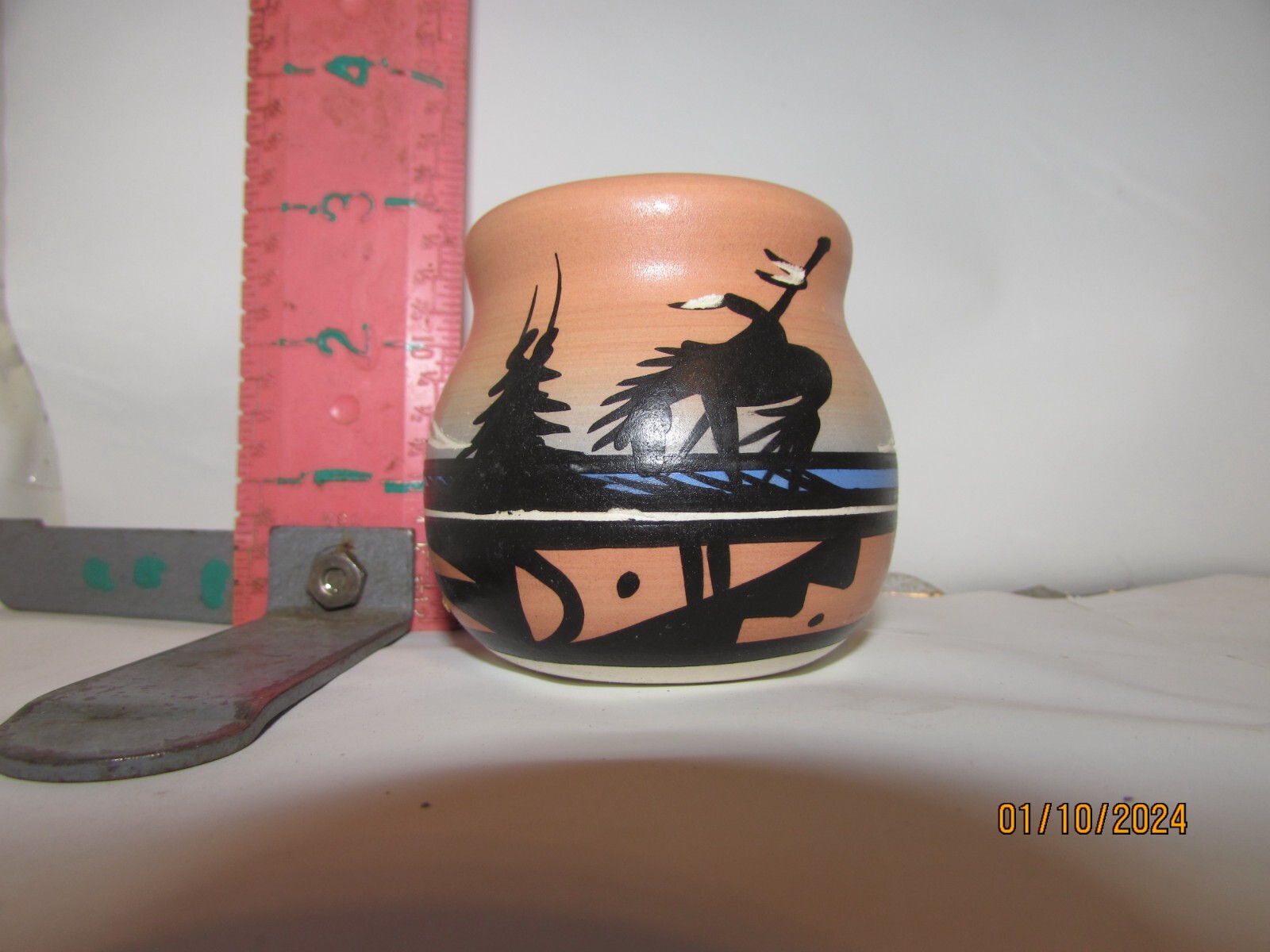 CEDAR MESA TAGGED LITTLE POT - END OF THE TRAIL DECORATED