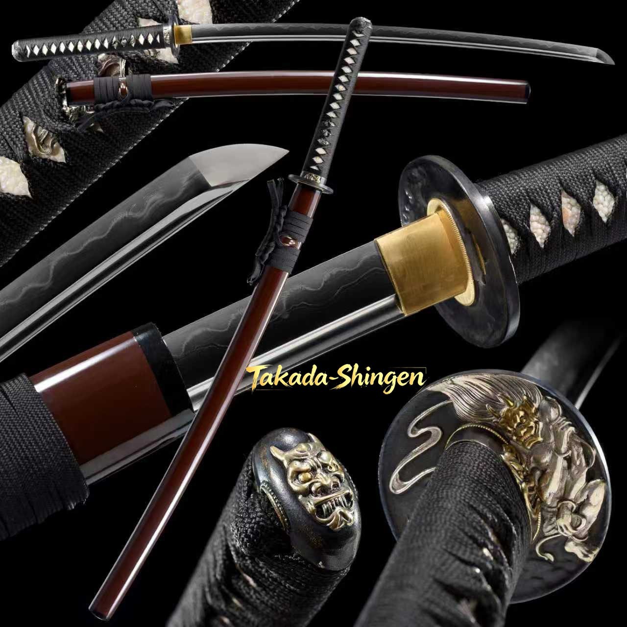 Clay Tempered T10 Laminated Steel Japanese Katana Wind God Tsuba Sword