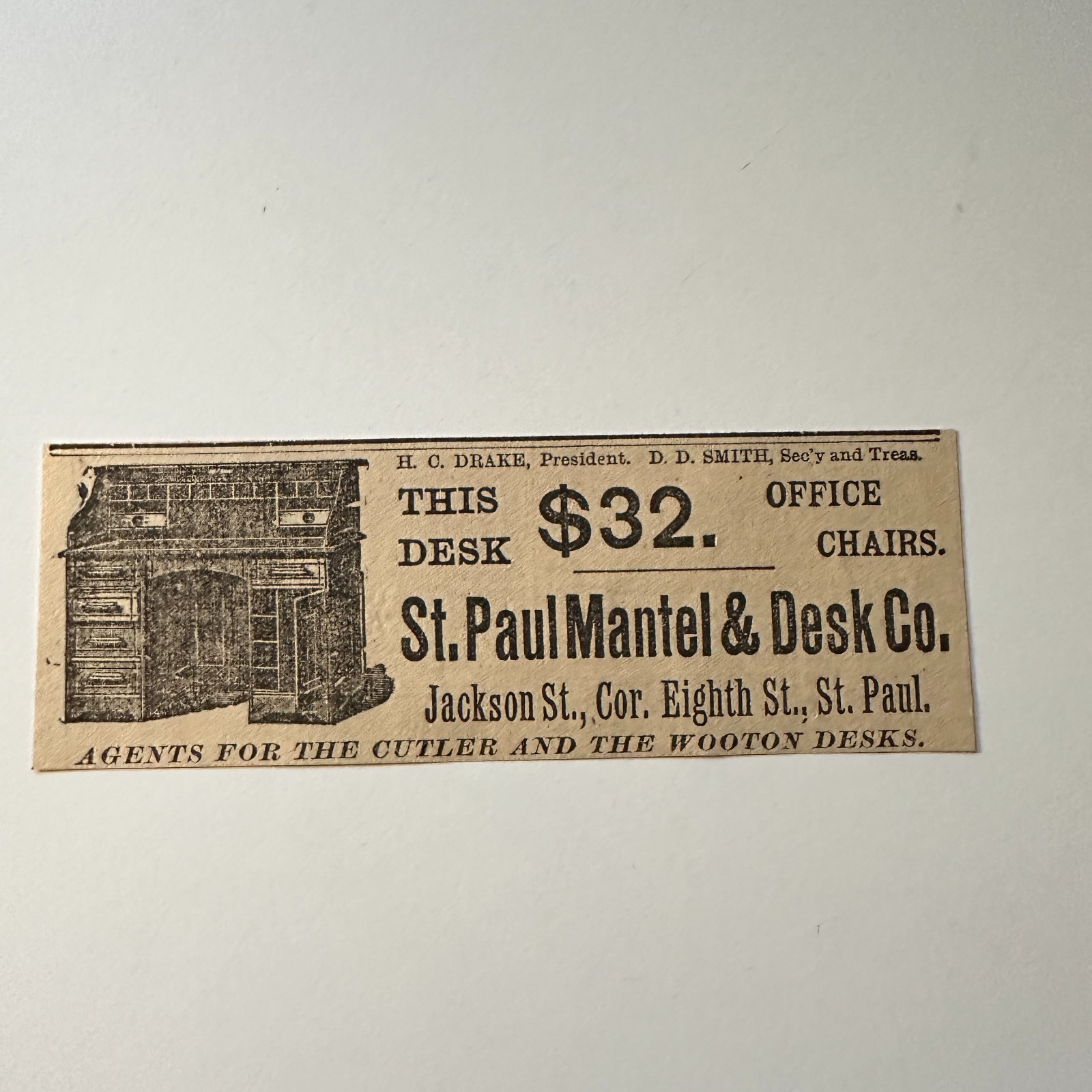 St Paul Mantel & Desk Co Jackson St HC Drake St Paul 1888 MN Clipping 5AK9-M15