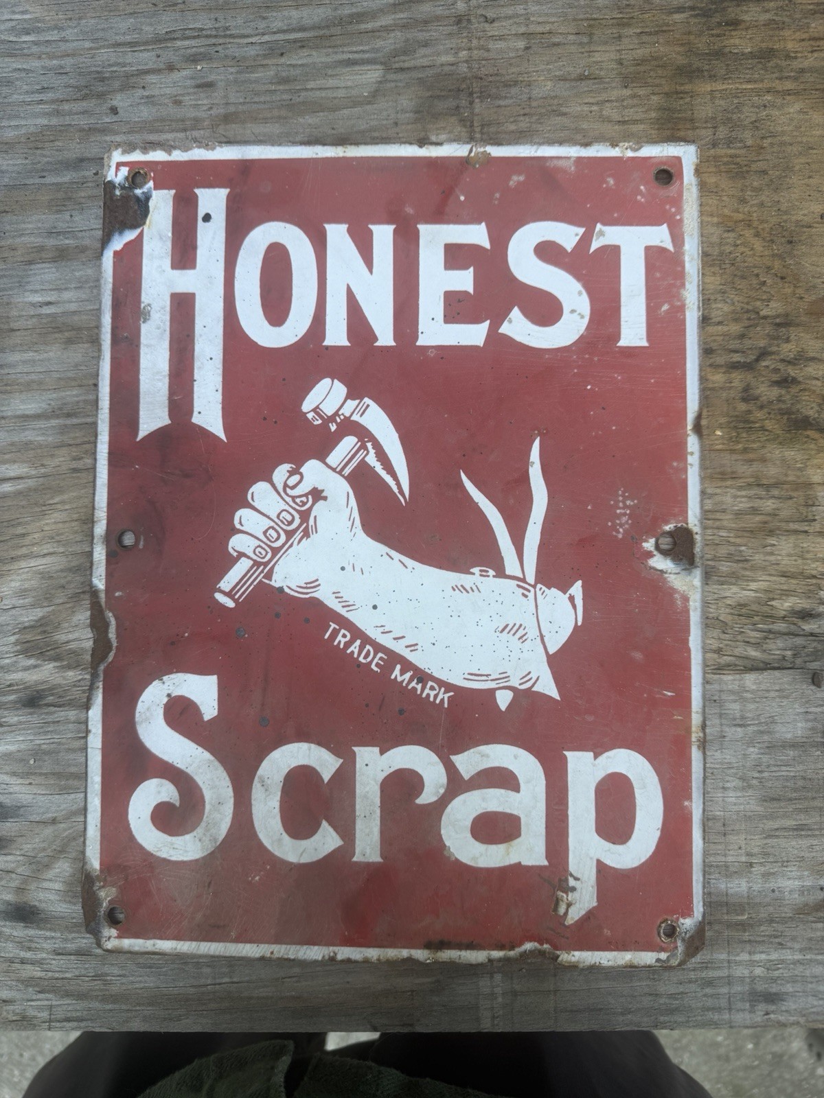 Honest Scrap Vintage Original Red sign 