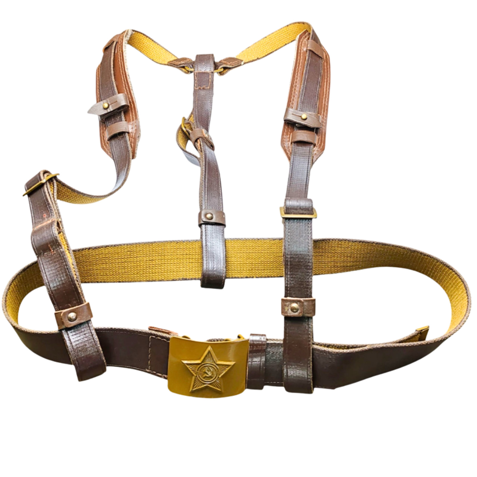 Russian Soviet MIlitary Canvas Soldier's Uniform Supporting Belt Faux Leather