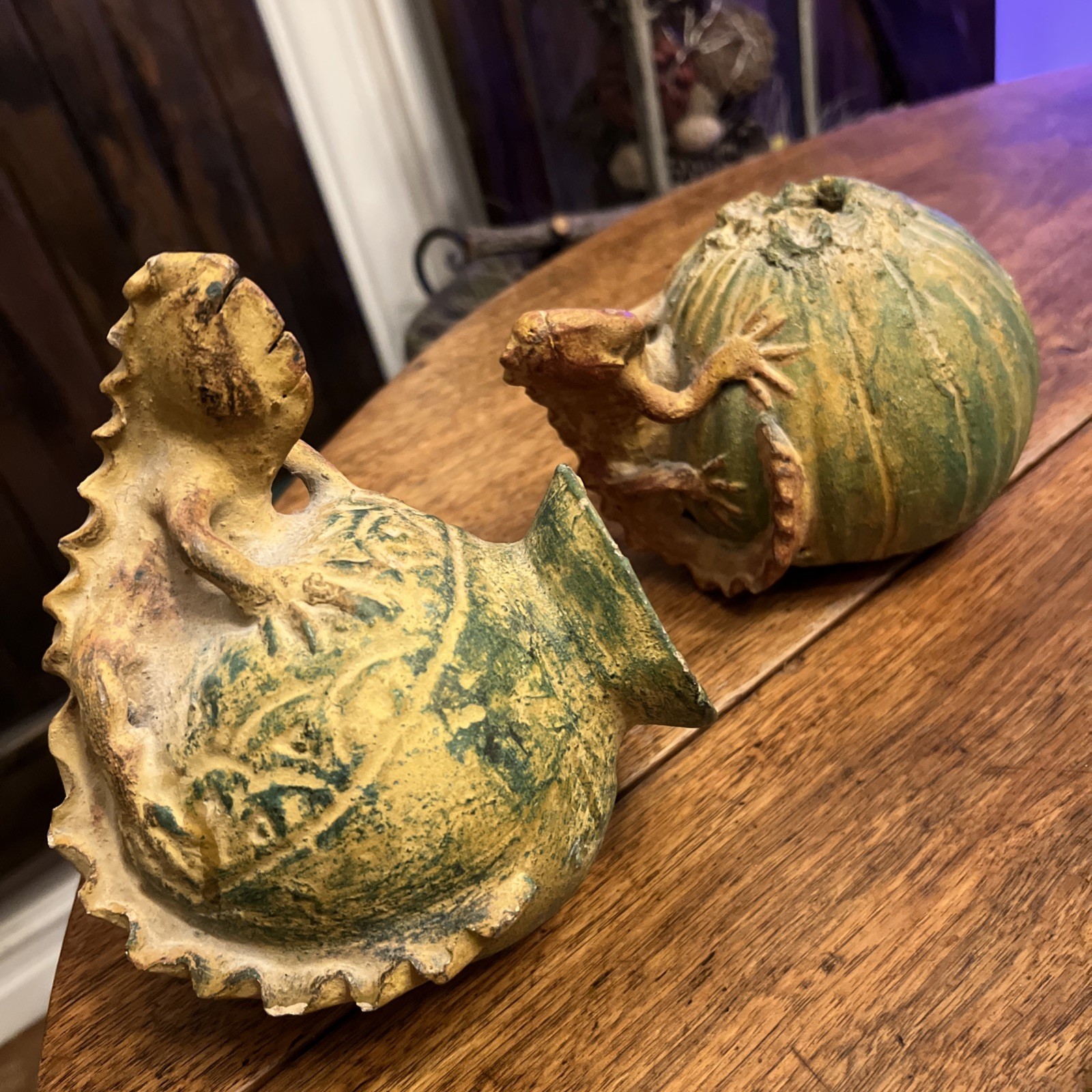 2 - Lizard Iguana Mexican Terracotta Clay Pot Planter Vases - Nice Pottery Art