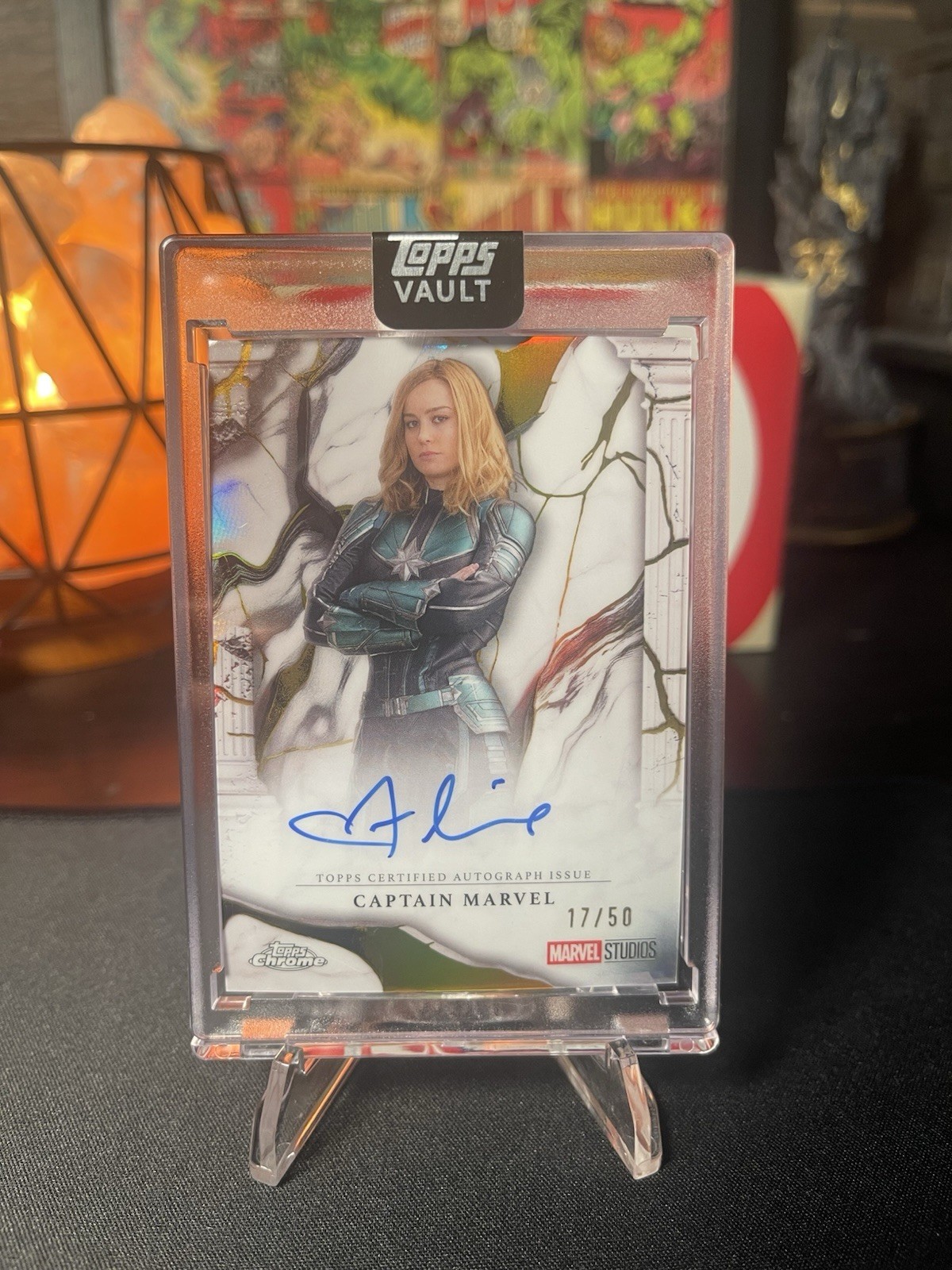 2026 Topps Marvel Vault Captain Marvel Brie Larson Immortal on card Auto /50