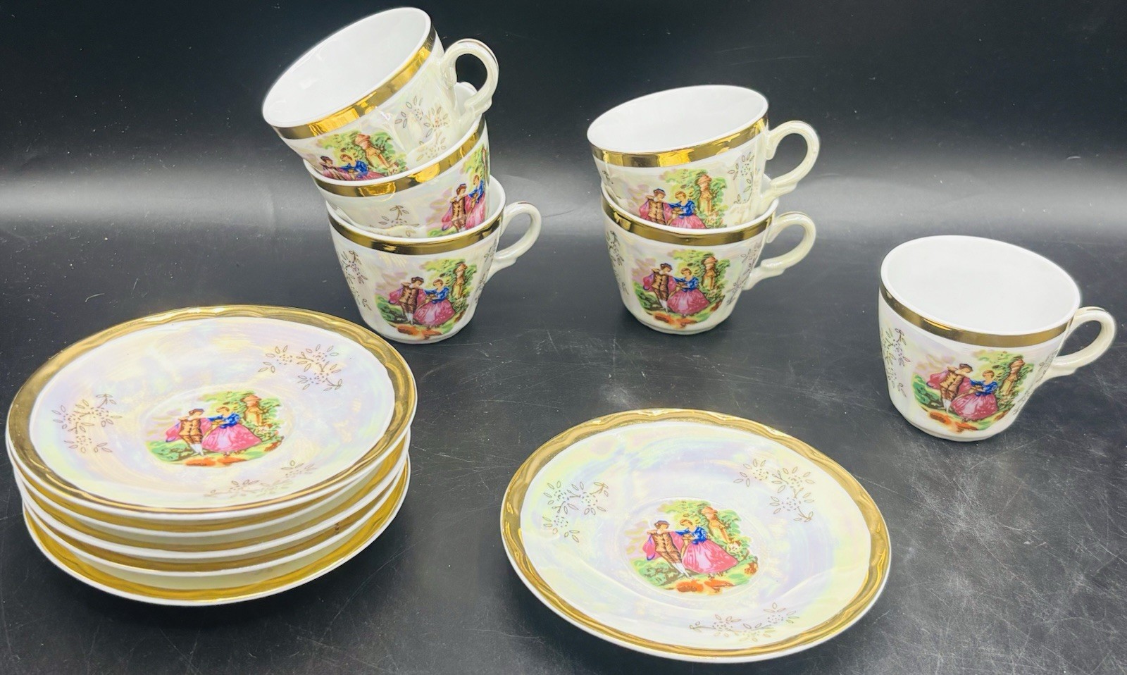 6 Vintage Yau Shing Fine Porcelain Demitasse Cups & Saucers