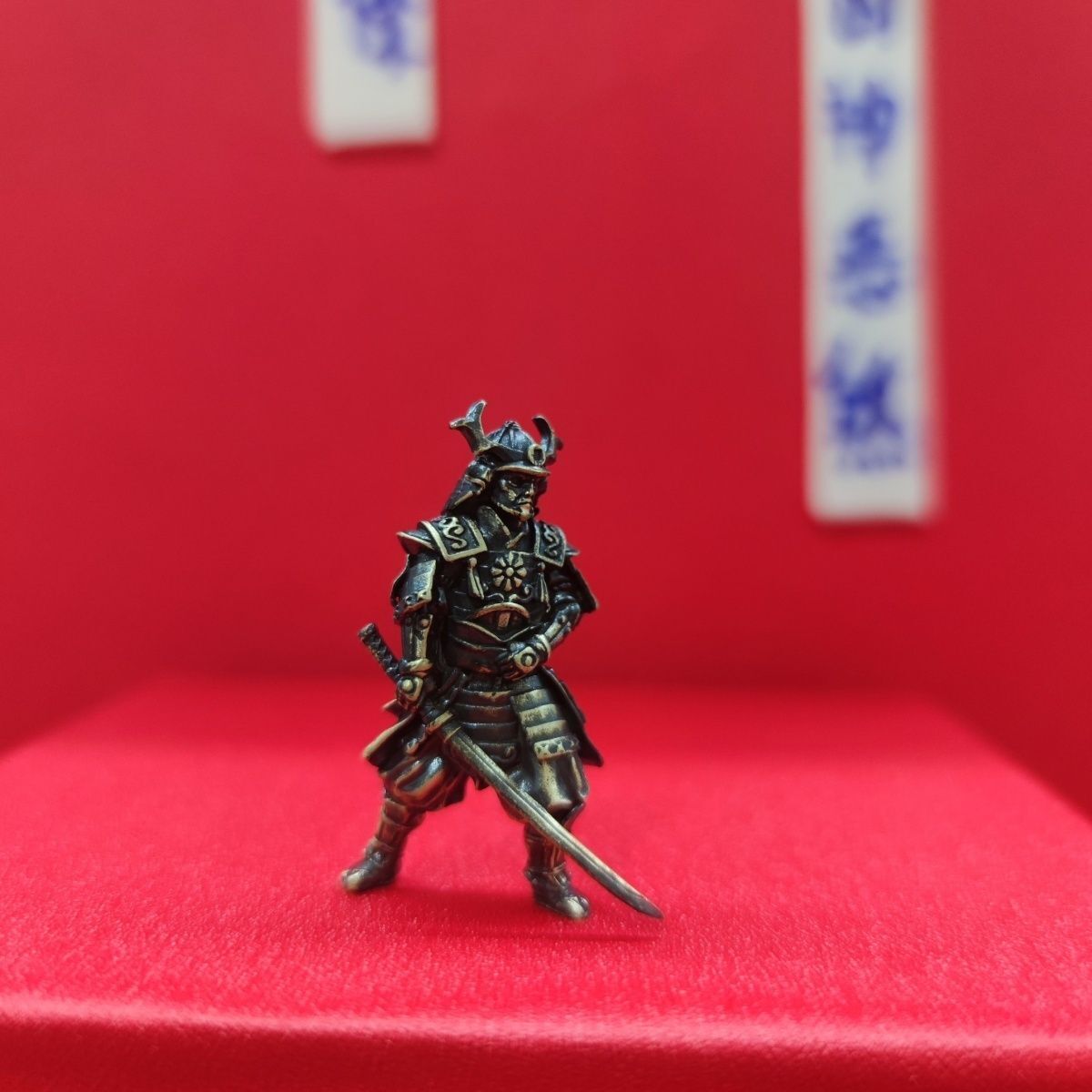 Black Solid Bronze Slash Samurai Ancient Soldier Statue Ornaments Handicraft
