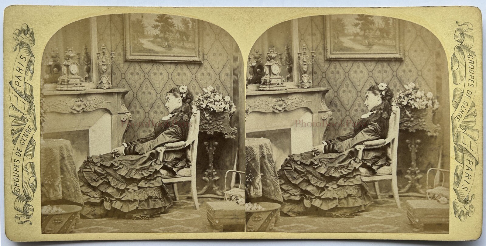 France Gender Scene Woman In Front Of The Fireplace c1870 Photo Paris Vintage