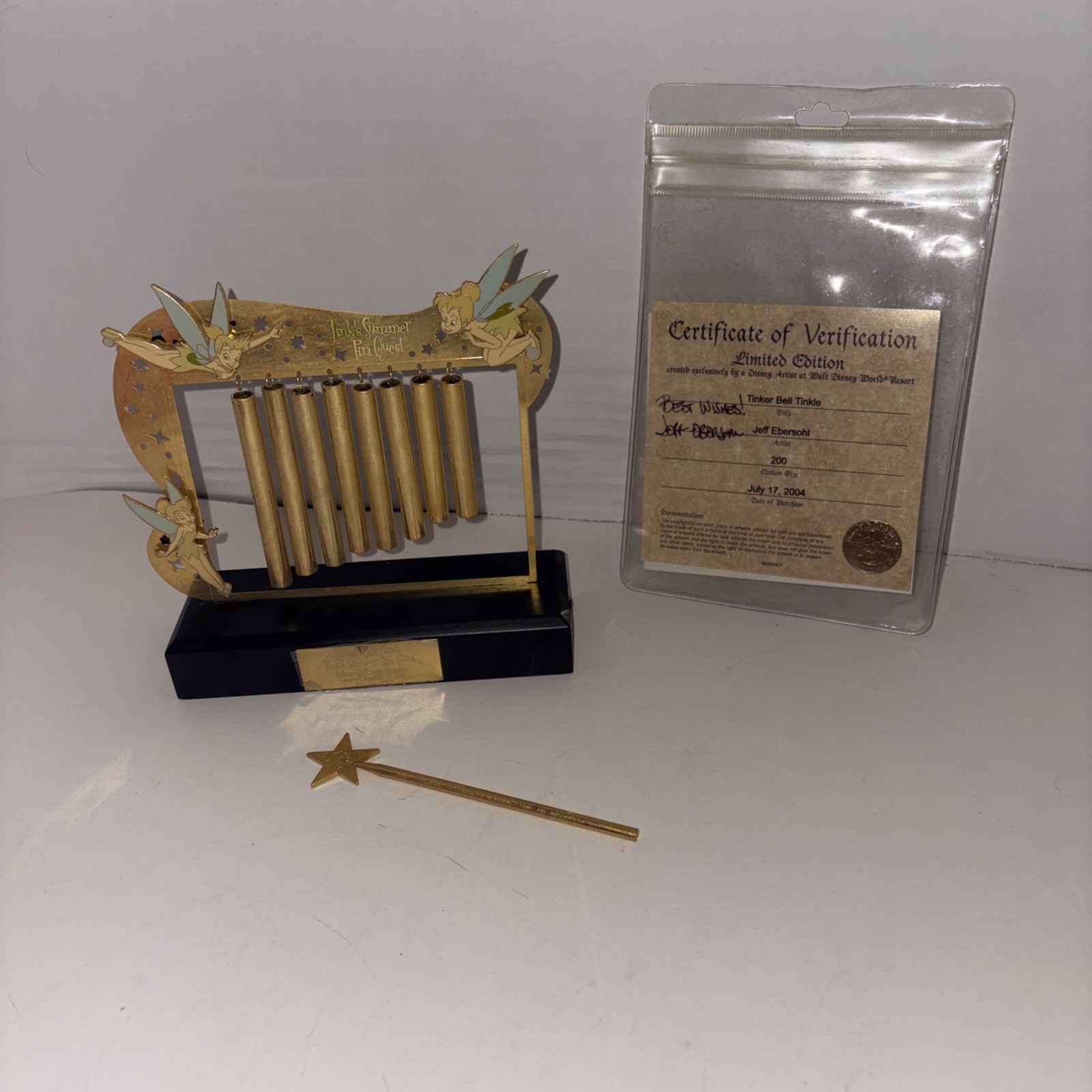 WDW Tinker Bell Tinkle Chimes Set Tinks Summer Pin Quest LE 200 w/ Signed Cert