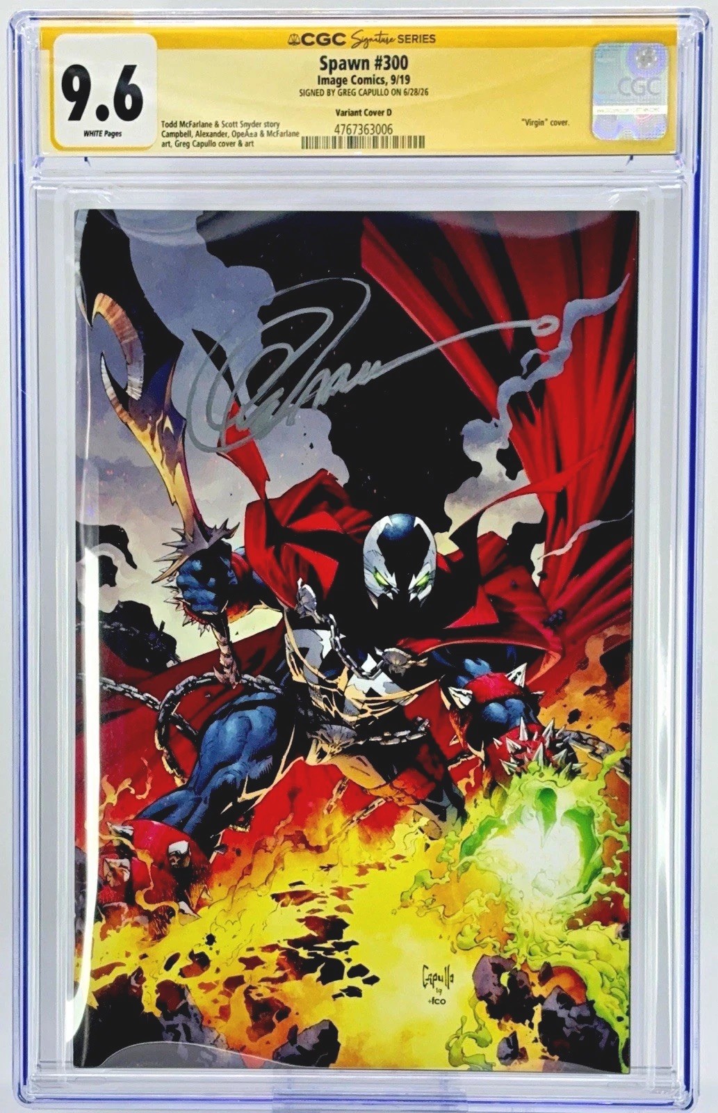 Spawn #300 CGC 9.6 SS SIGNED Greg Capullo Virgin Cover D 2019
