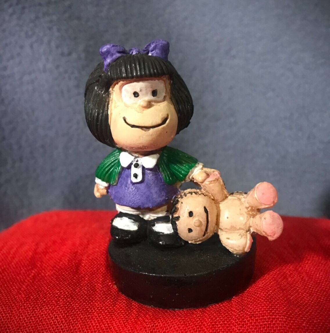 MAFALDA WITH DOLL Hand-painted art miniature from QUINO ´S COMIC ARGENTINA ART