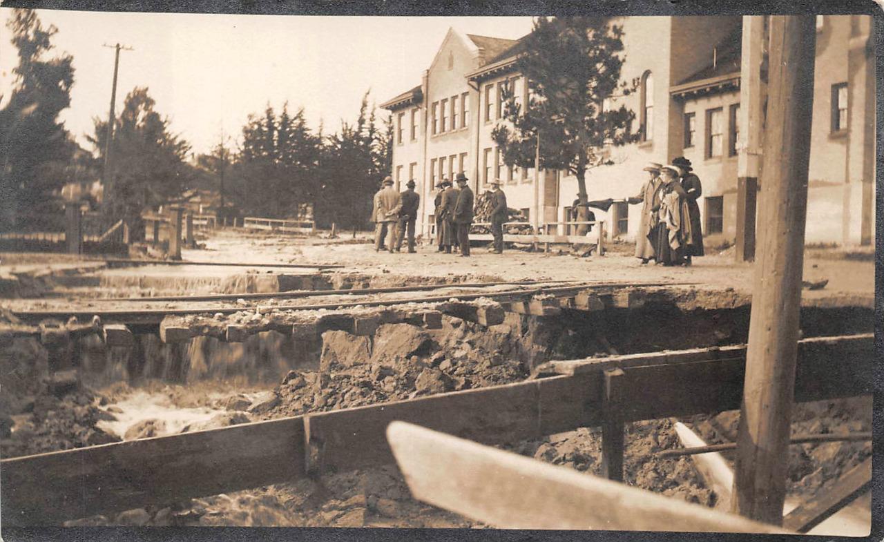 RPPC CENTRAL AVE. & 14TH FLOOD DISASTER REAL PHOTO POSTCARD (c.1920)