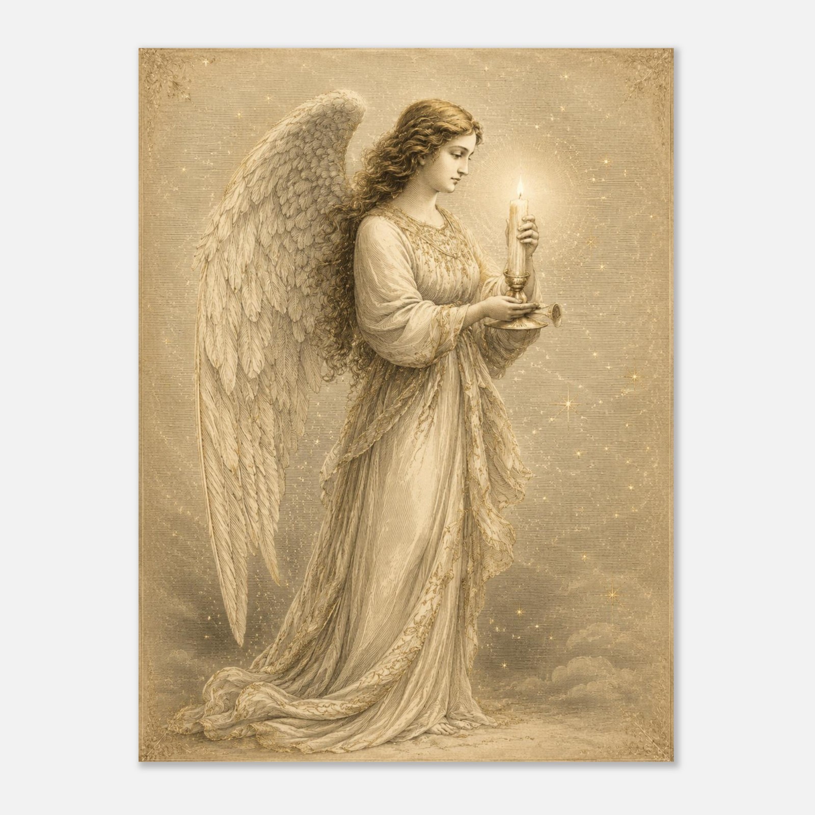 Vintage Angel with Candle Metal Wall Art, Christmas Guardian Angel cm 18x24 Vintage Angel with Candle Metal Wall Art, Christmas Guardian Angel cm 18x24