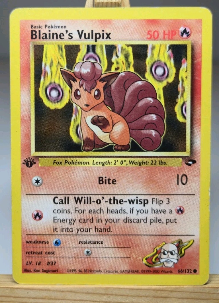 Blaine\'s Vulpix 66/132 1st Edition Gym Challenge VINTAGE 