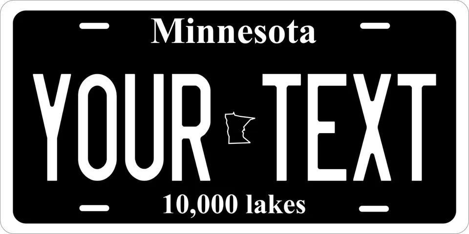 Minnesota Black Custom State License Plate Personalized 12\