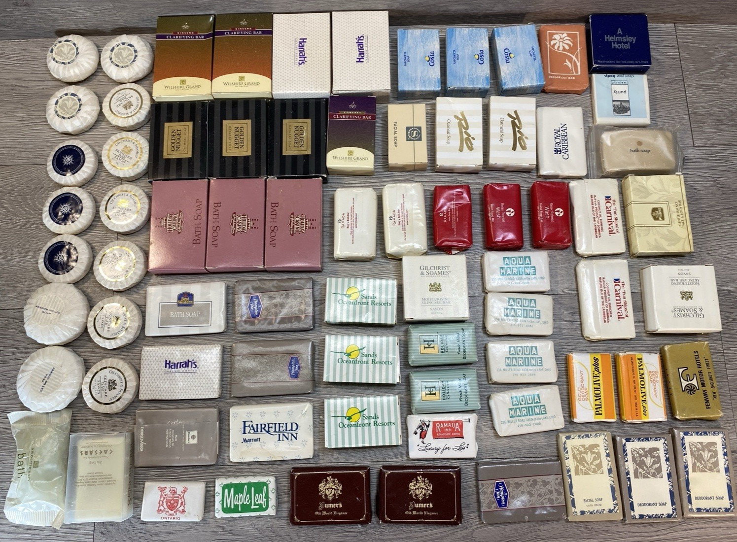 VINTAGE huge 75pc Lot of Hotel/Casino/Cruise Bar Soap Collection 70s 80s