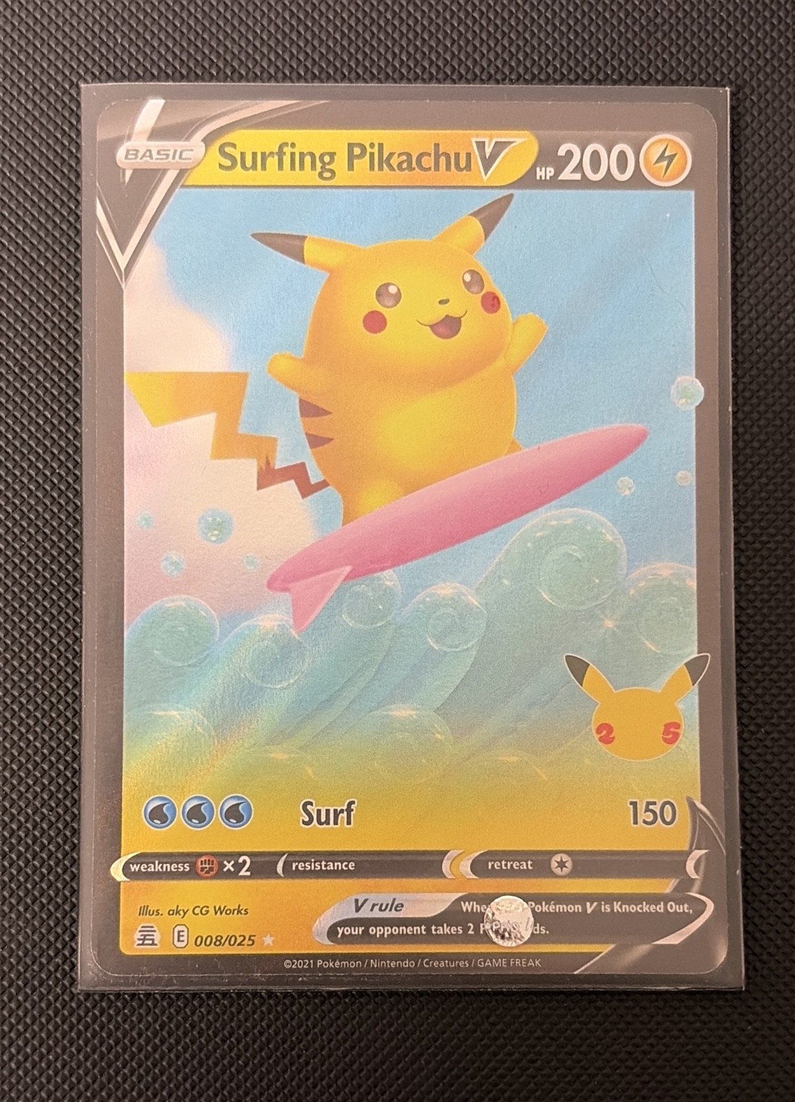 Surfing Pikachu V 008/025 Celebrations Holo