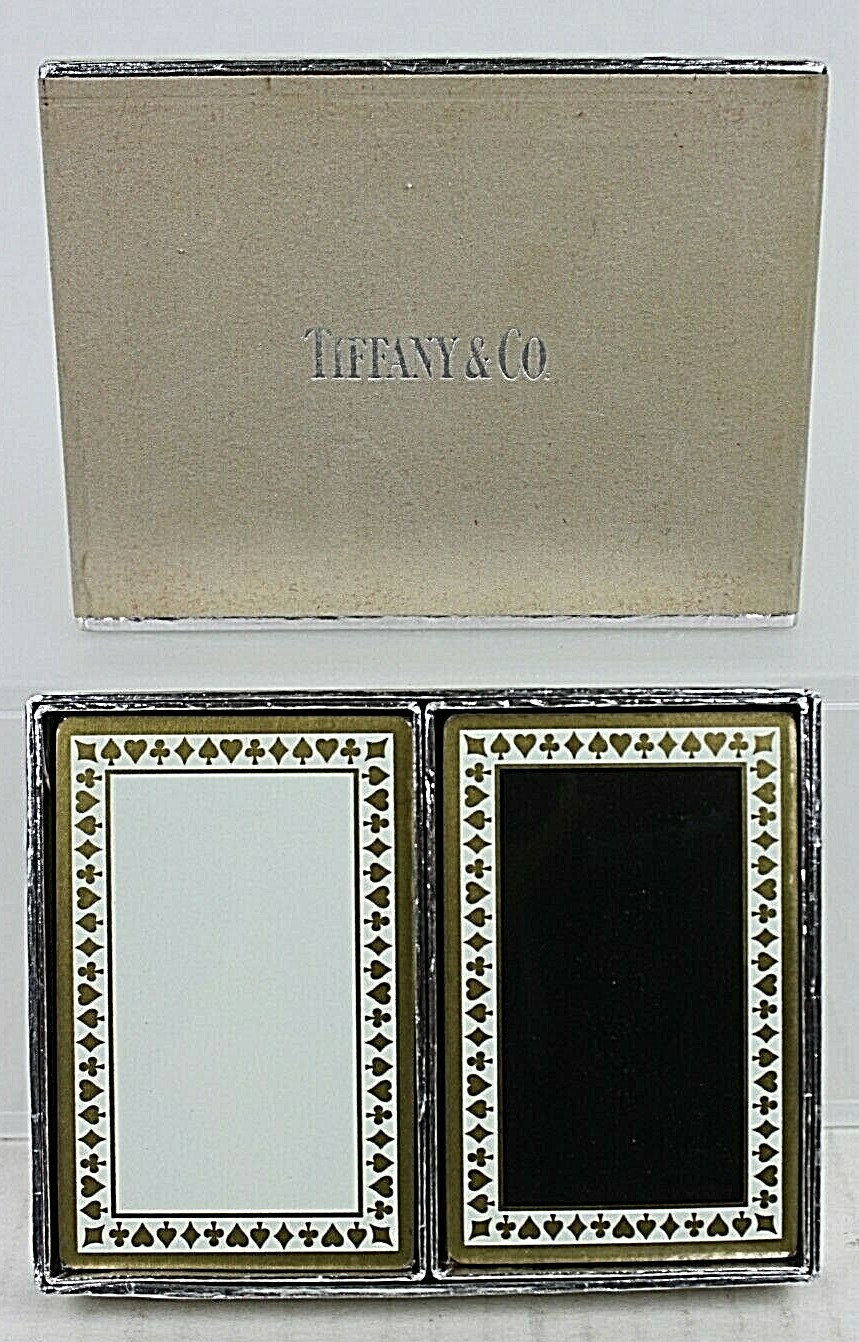 Tiffany & Co. Playing Cards Double Deck Tan Velvet Box Gift Quality Decks SEALED
