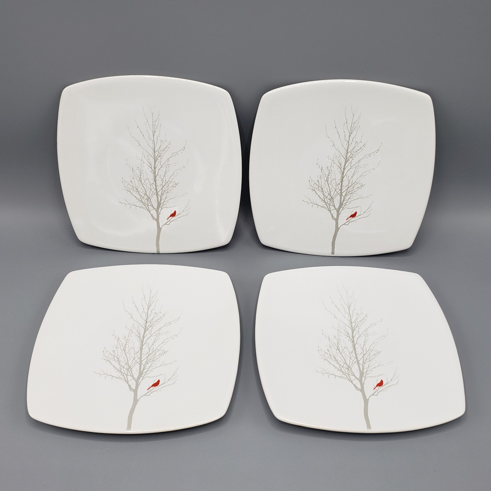 Lot of 4 Winter Cardinal Square Appetizer 6\
