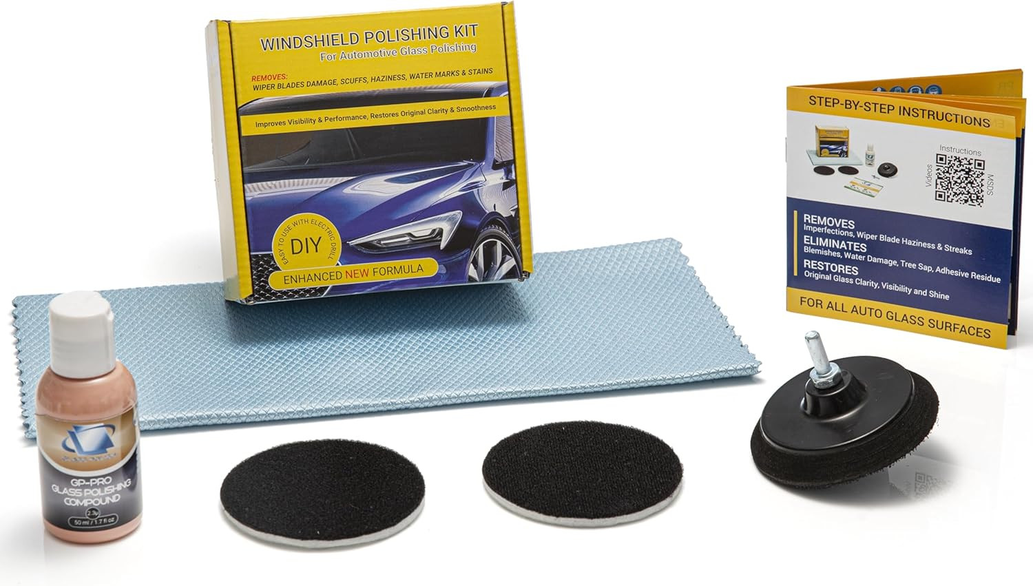 GLASS POLISH DIY 3” (75Mm) Windshield Polishing Kit for Car Glass Restoration, R