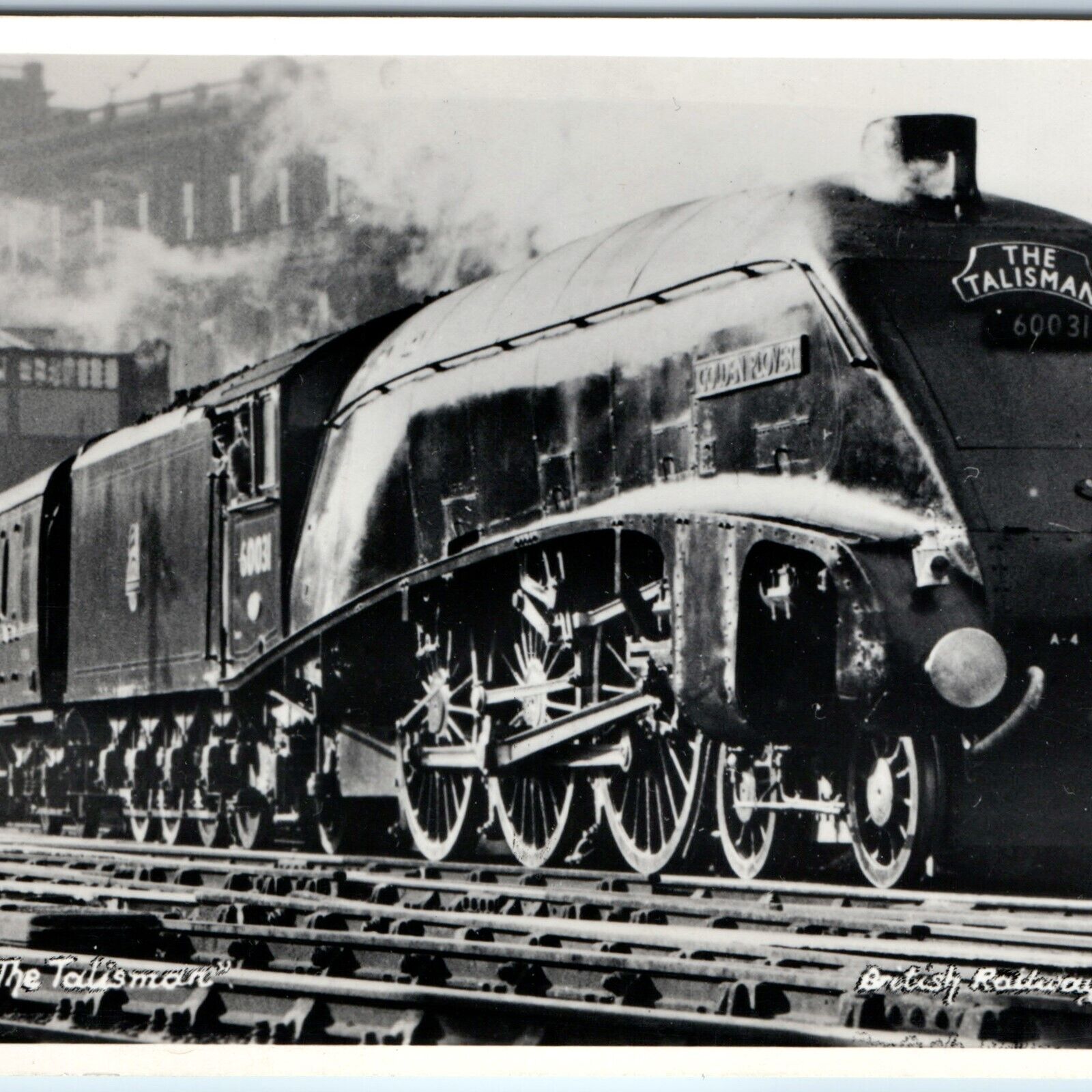 c1940s British Railways RPPC The Talisman #60031 Train Locomotive Art Deco A244