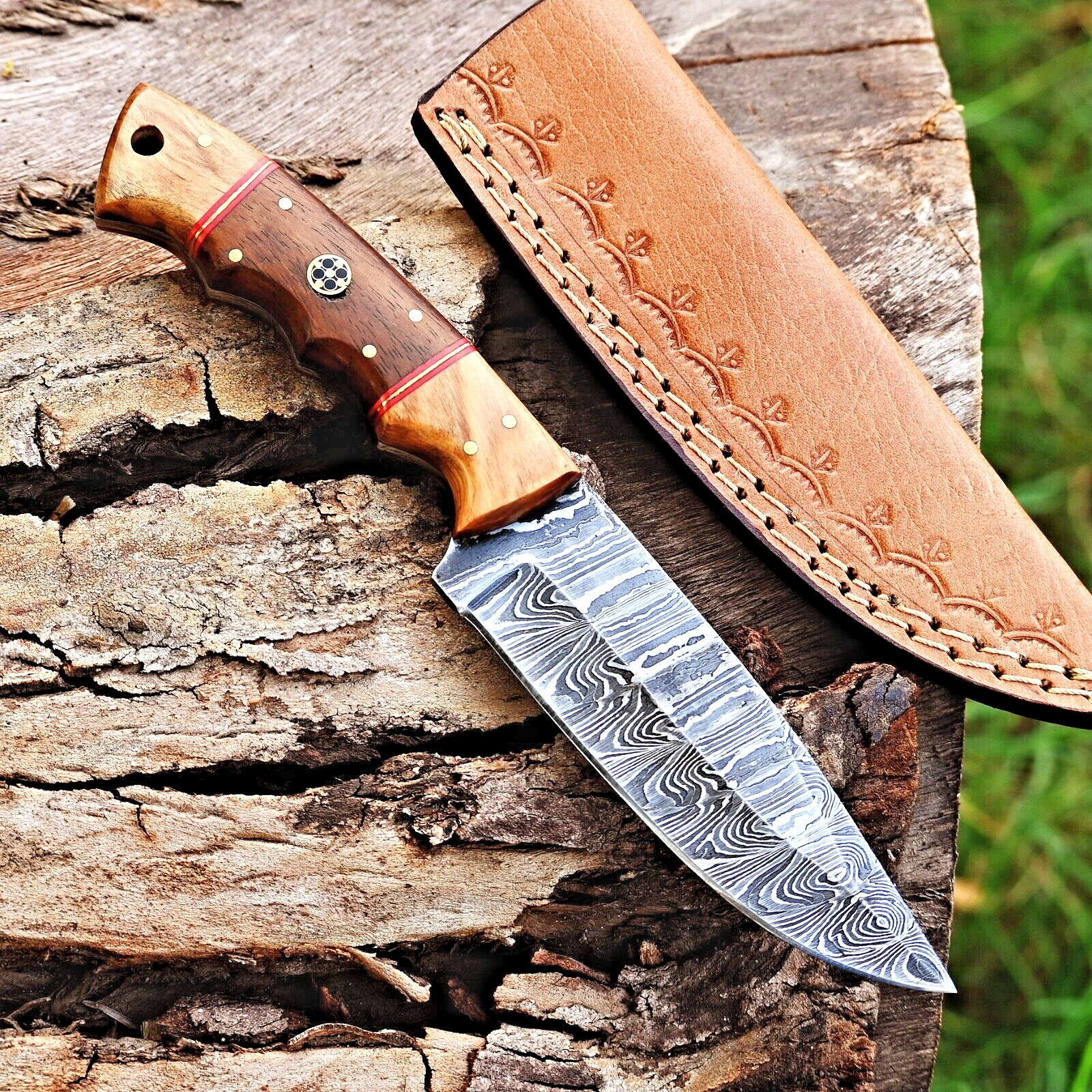 Custom Made Hand Forged Damascus Steel Blade Camping Hunting Knife 2892
