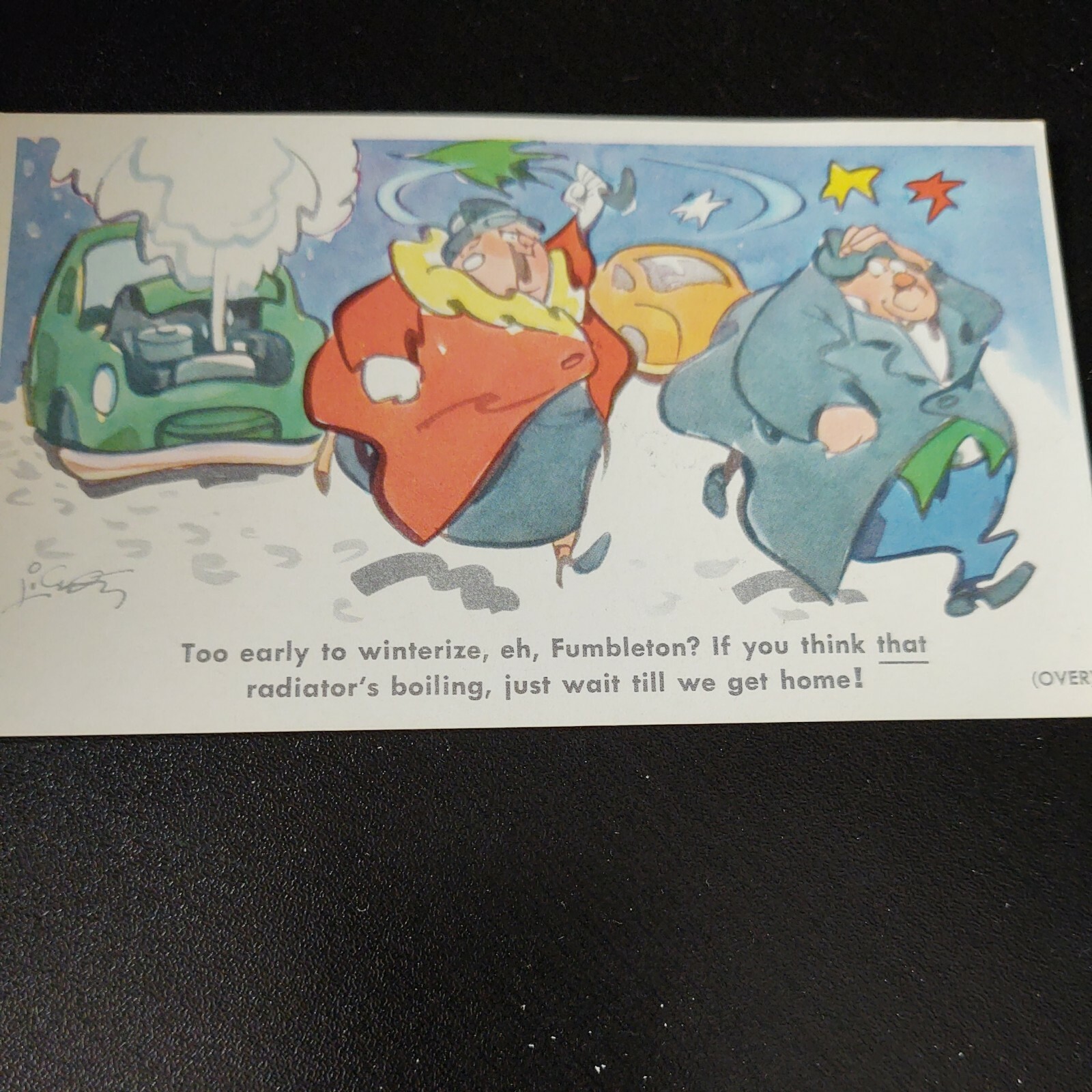 funny 1 AUTO AD to WINTERIZE NOW ca1955 PRESTONE ANTI-FREEZE Postcard