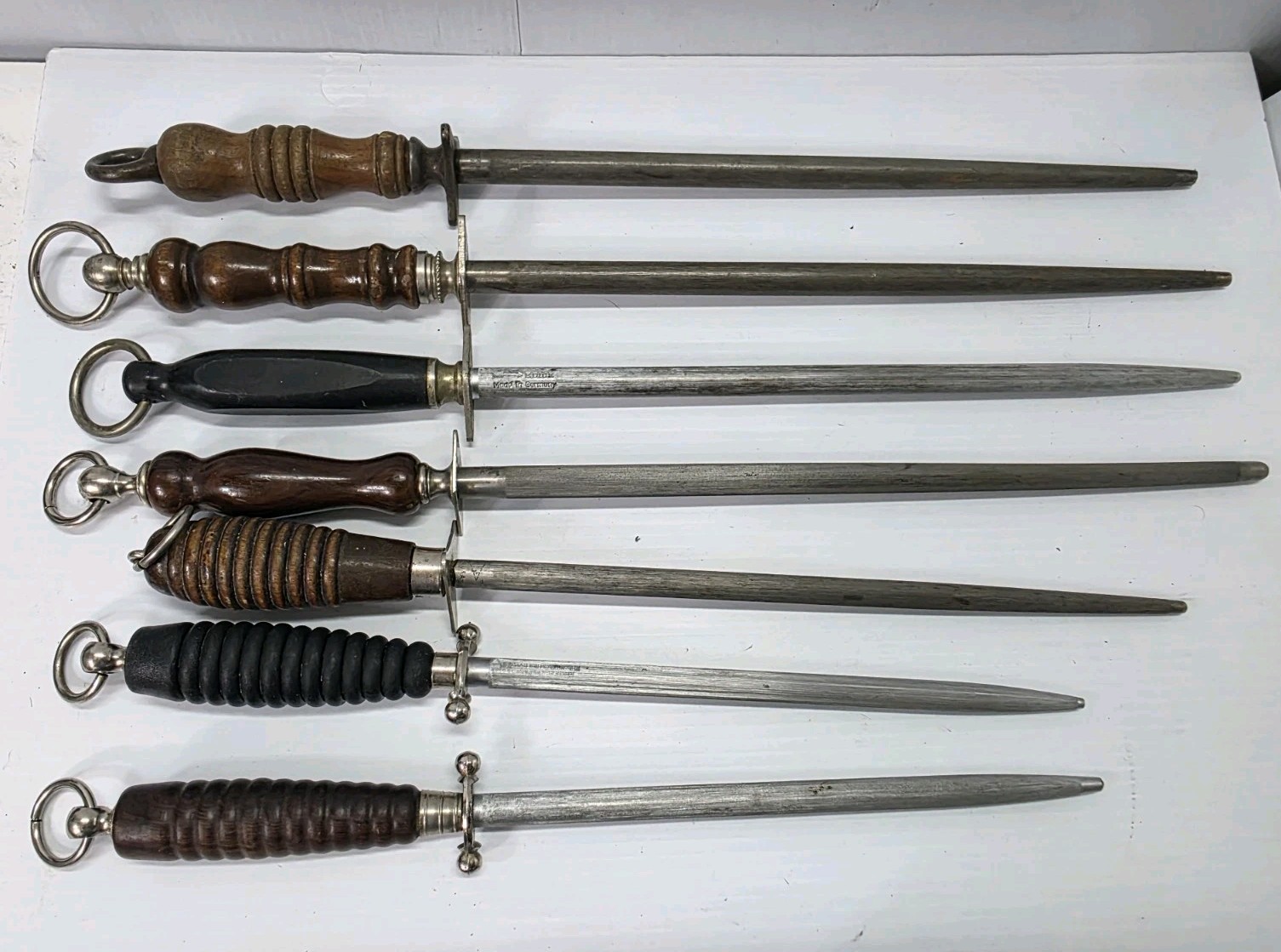 Lot Of 7 Antique Vtg Knife Sharpener Steels Rod F Dick Forschner Various (READ) Lot Of 7 Antique Vtg Knife Sharpener Steels Rod F Dick Forschner Various (READ)