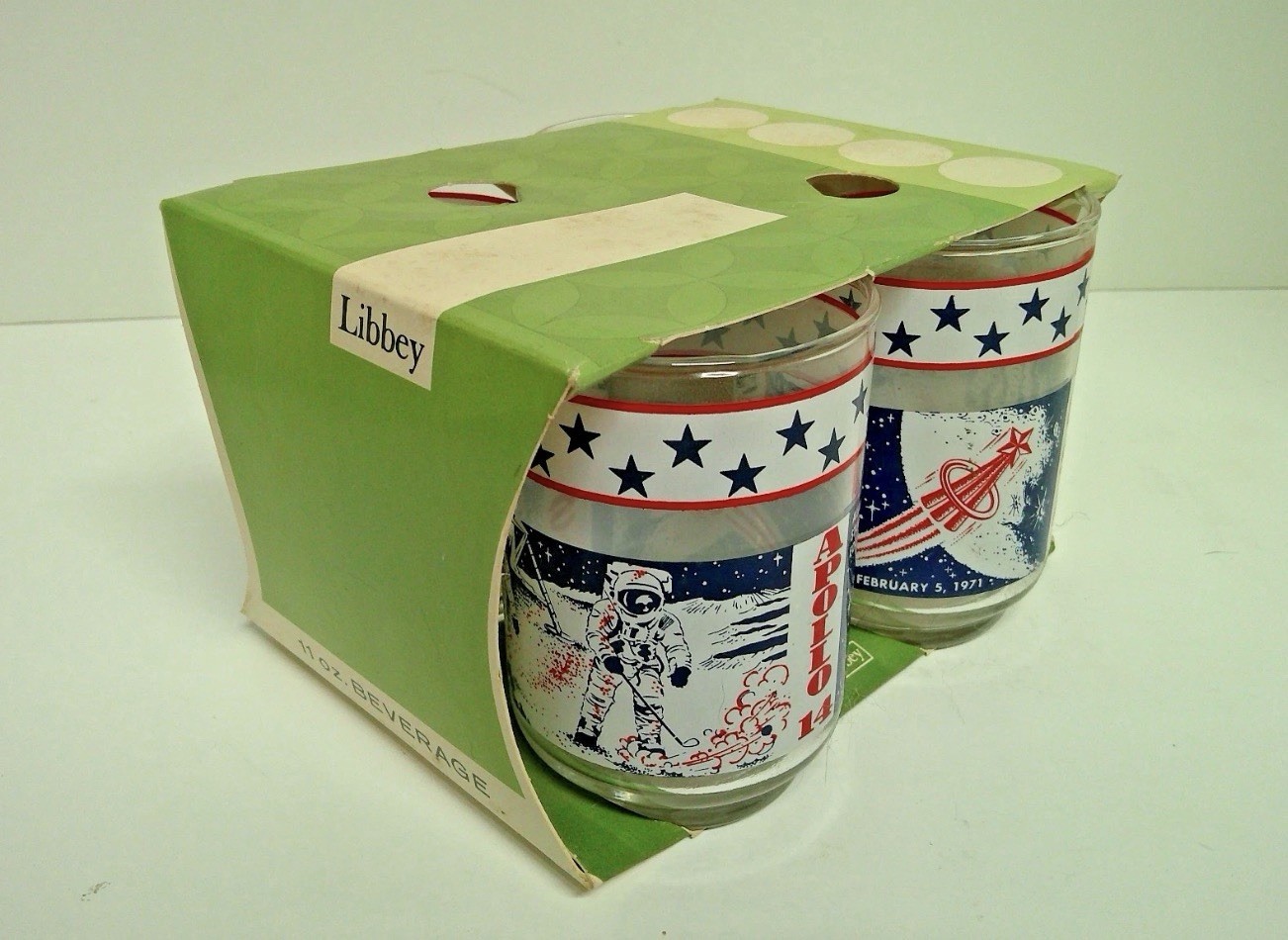 Vintage Libbey NASA Apollo 11 Thru 14 Set of 4 Tumbler 11oz Glasses NEW IN BOX