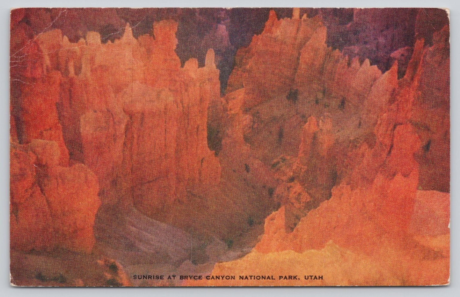 1943 Bryce Canyon National Park Utah Sunrise Linen Postcard Kodachrome