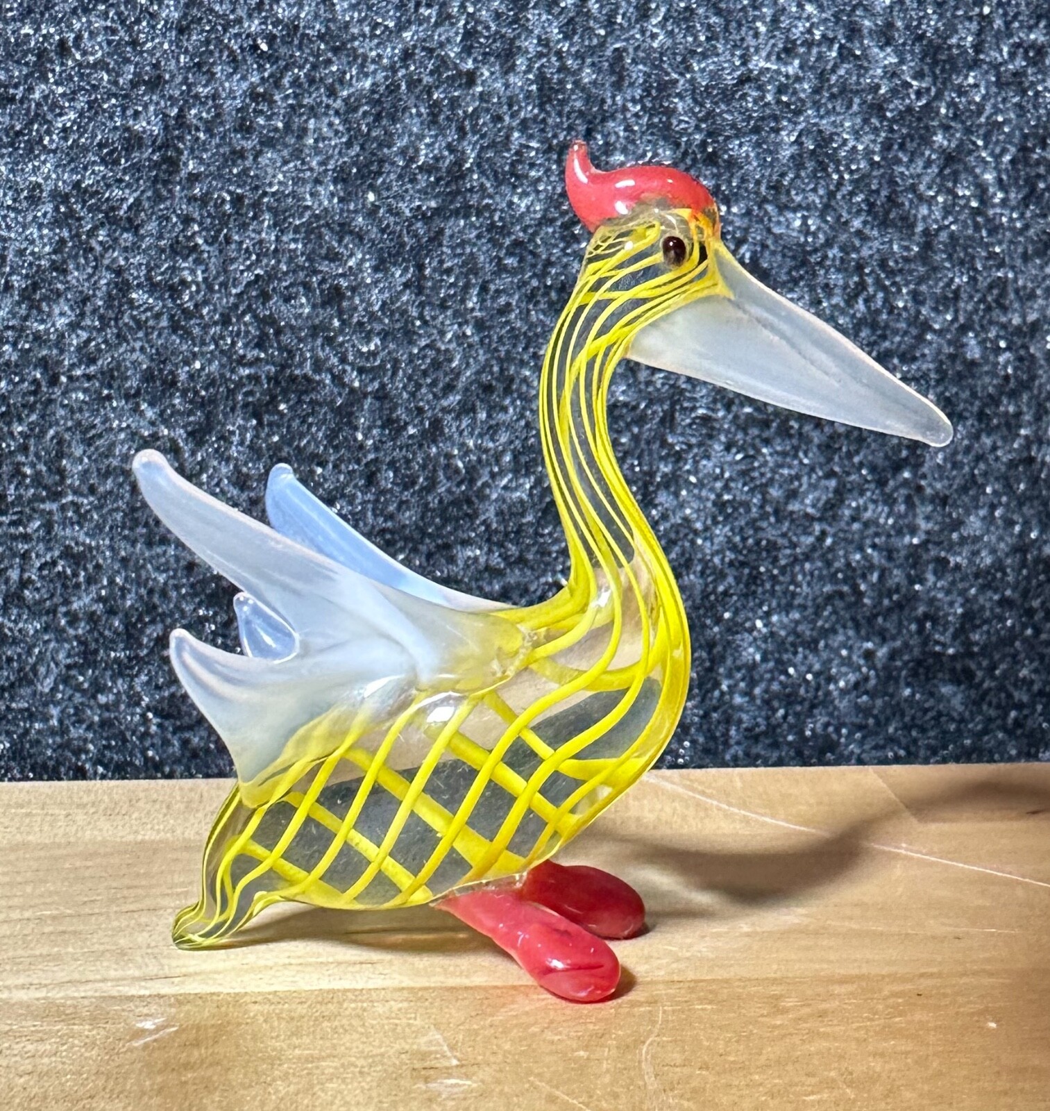 Vintage Japanese Glass Lampwork Glass Pelican Figurine - Handmade - USA SHIP