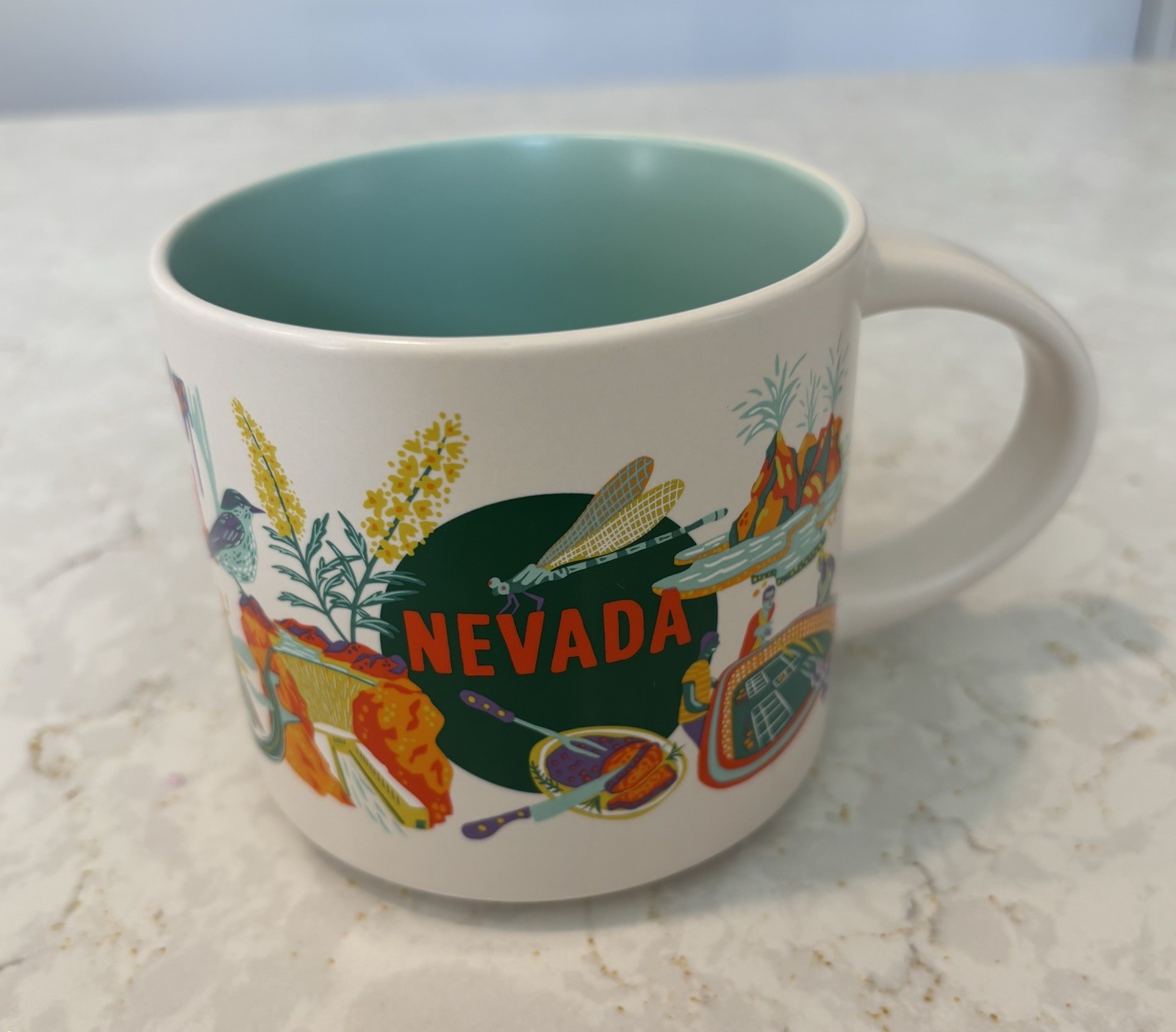Starbucks 2024 Nevada Discovery Series 14 oz Coffee Mug Turquoise Interior