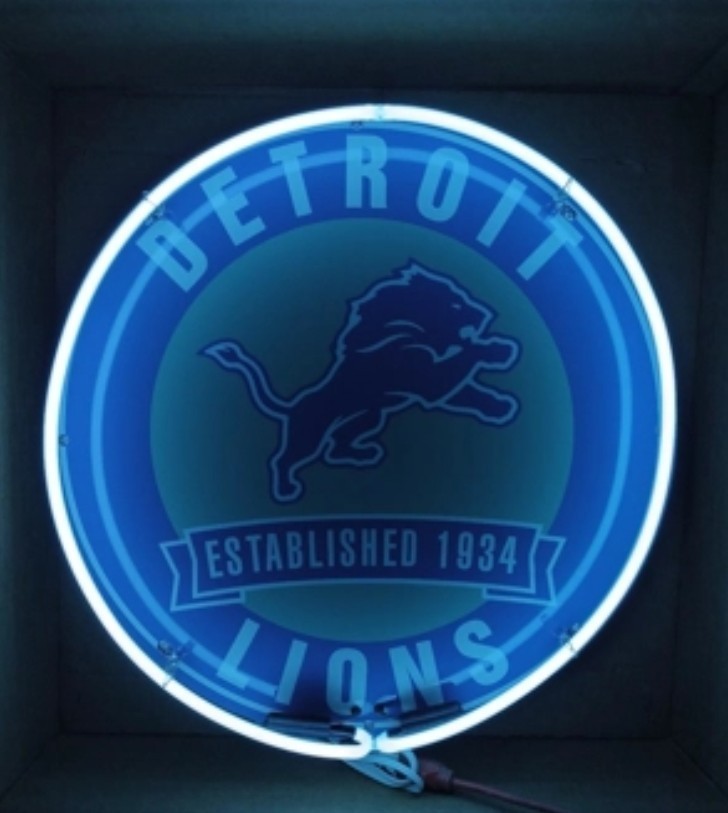 Detroit Lions Single band neon sign --24 inches in diameter Detroit Lions Single band neon sign --24 inches in diameter