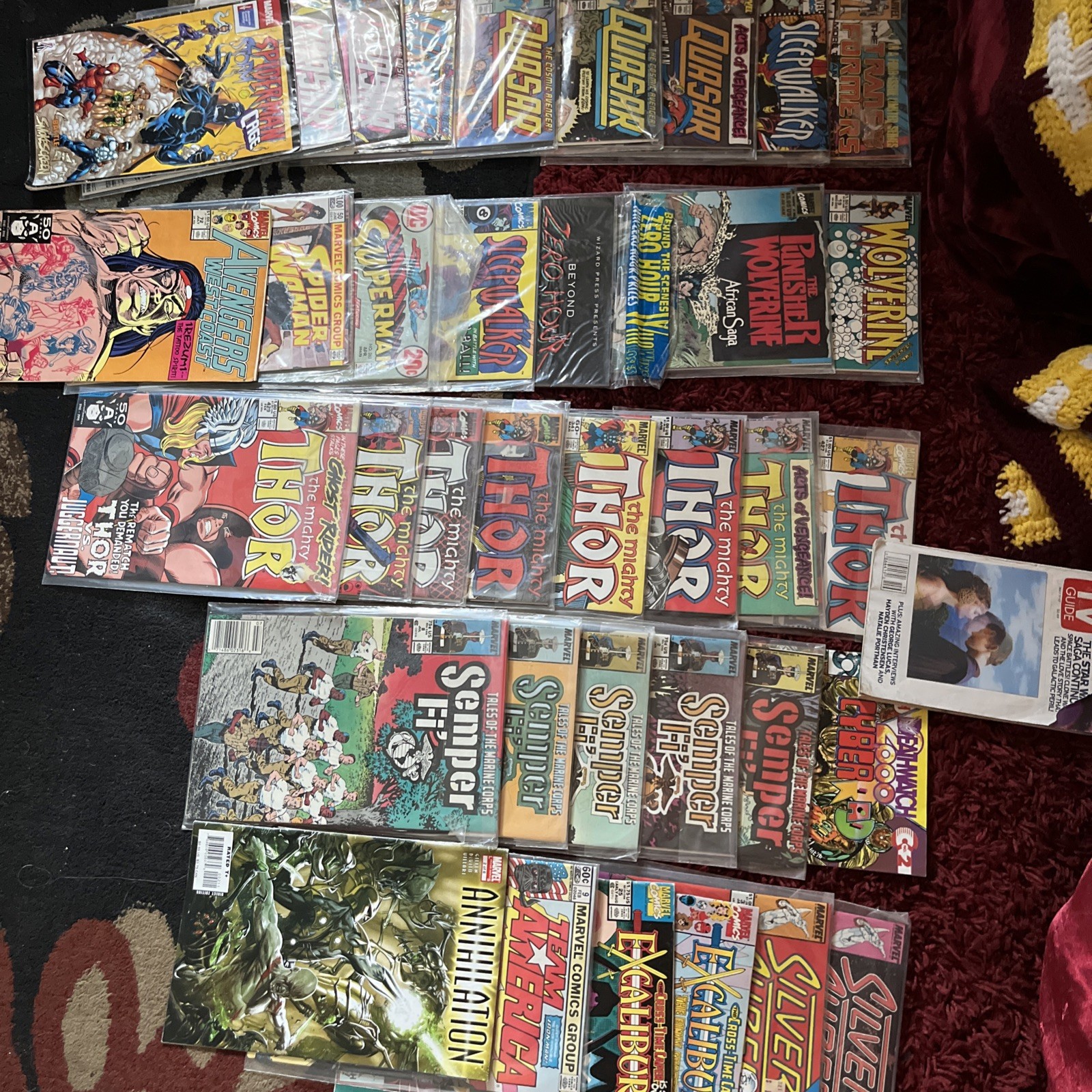 Huge 52 Comic Book Lot Old Stock Quasar, Thor, SemperFi, Team America, Spider-Ma Huge 52 Comic Book Lot Old Stock Quasar, Thor, SemperFi, Team America, Spider-Ma