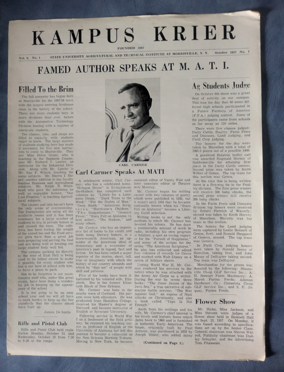 Kampus Krier Student Newspaper Lot of 7  -  1957–1958 Morrisville NY College