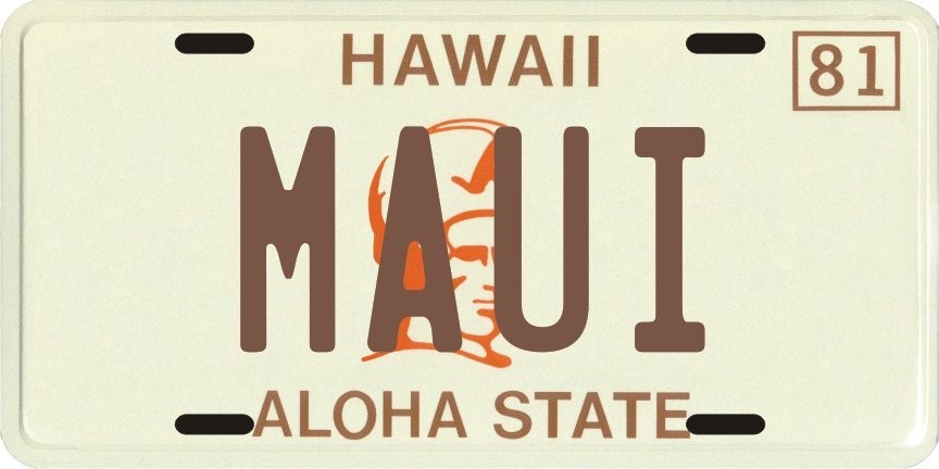 Hawaii 1980\'s MAUI Aluminum License Plate