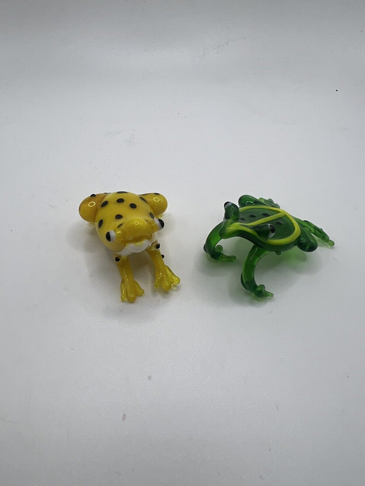 Pair Of Vintage Miniature Glass Frog Figurines