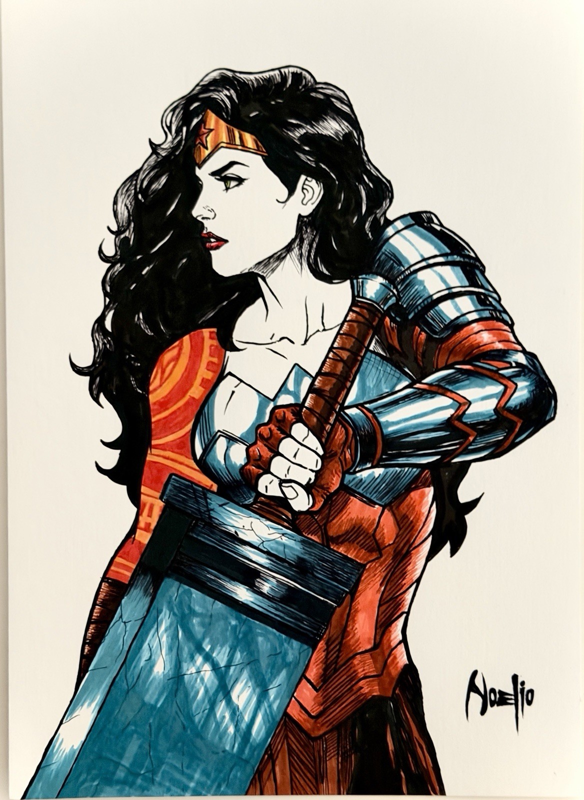 Absolute Wonder Woman - 9x12 Original Art by Noelio + COA - NOT a Print