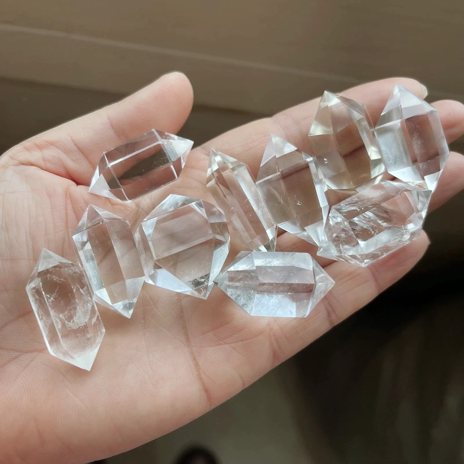 10pcs Natural clear quartz obelisk crystal double wand point healing 30-45mm