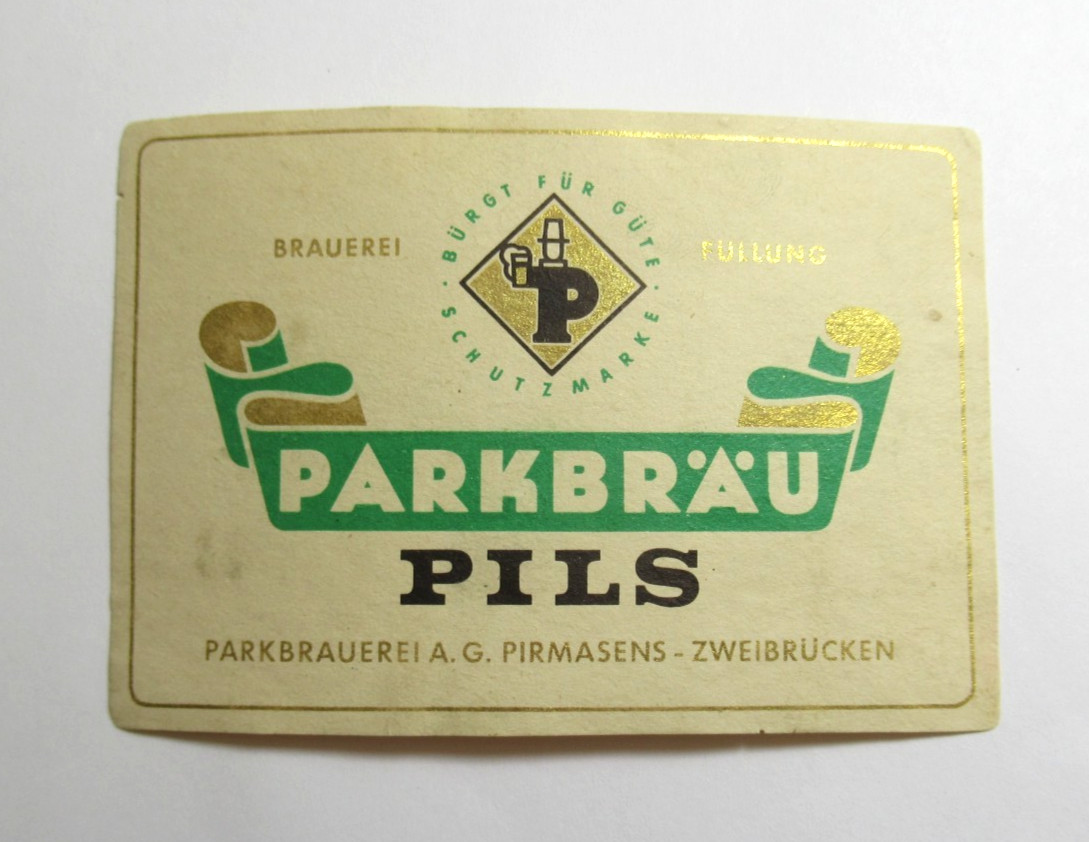 Vintage Parkbrau Pils Beer Label Original German Breweriana Collectible
