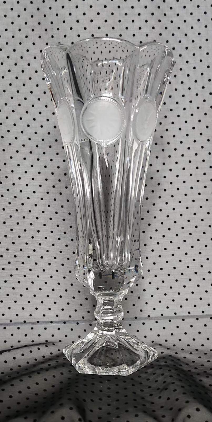 Vintage Fostoria Coin Glass Clear Footed Bud Vase 8\ Vintage Fostoria Coin Glass Clear Footed Bud Vase 8\