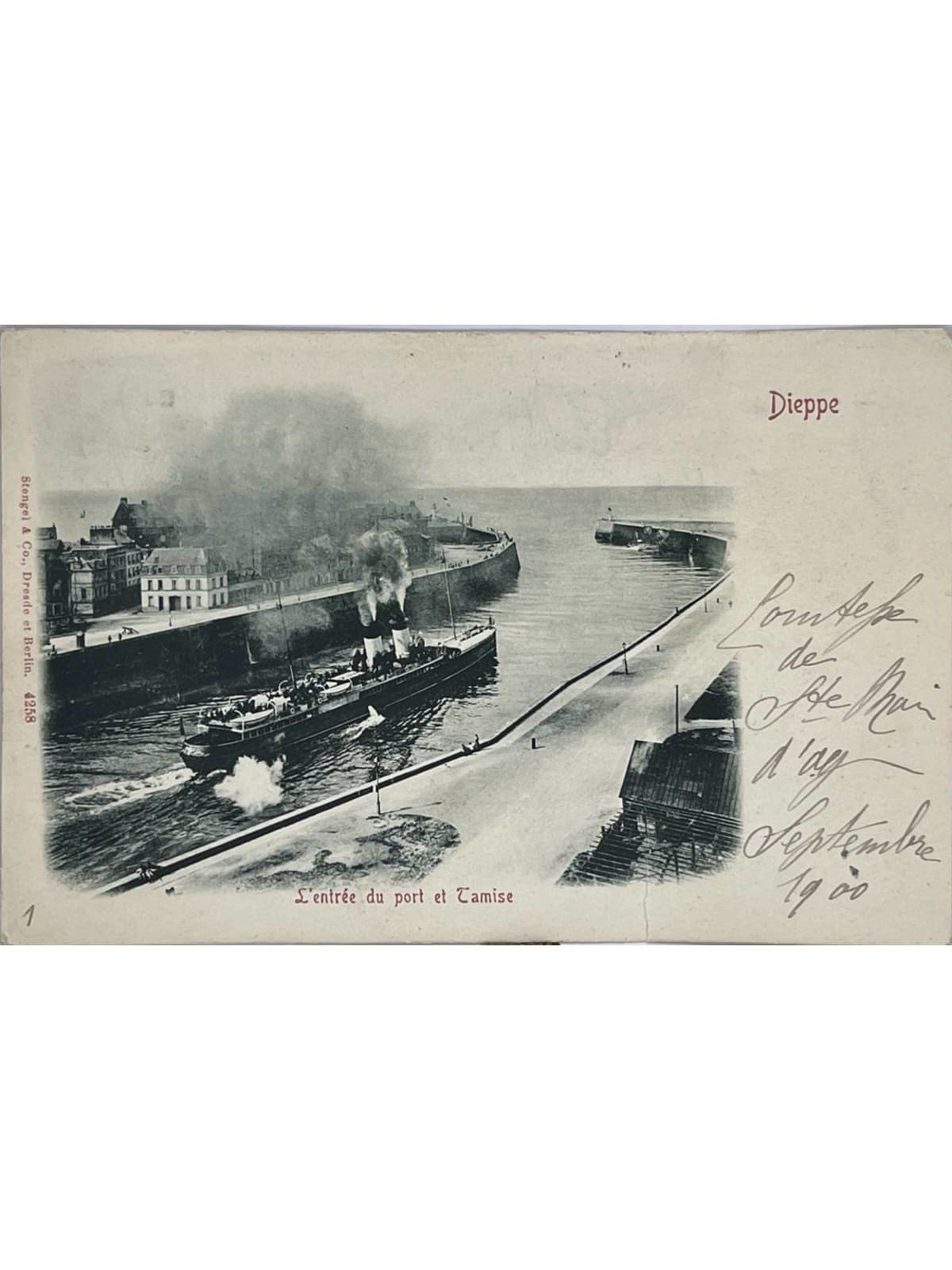 Dieppe - L’entrée du port et Thames - postcard 1900