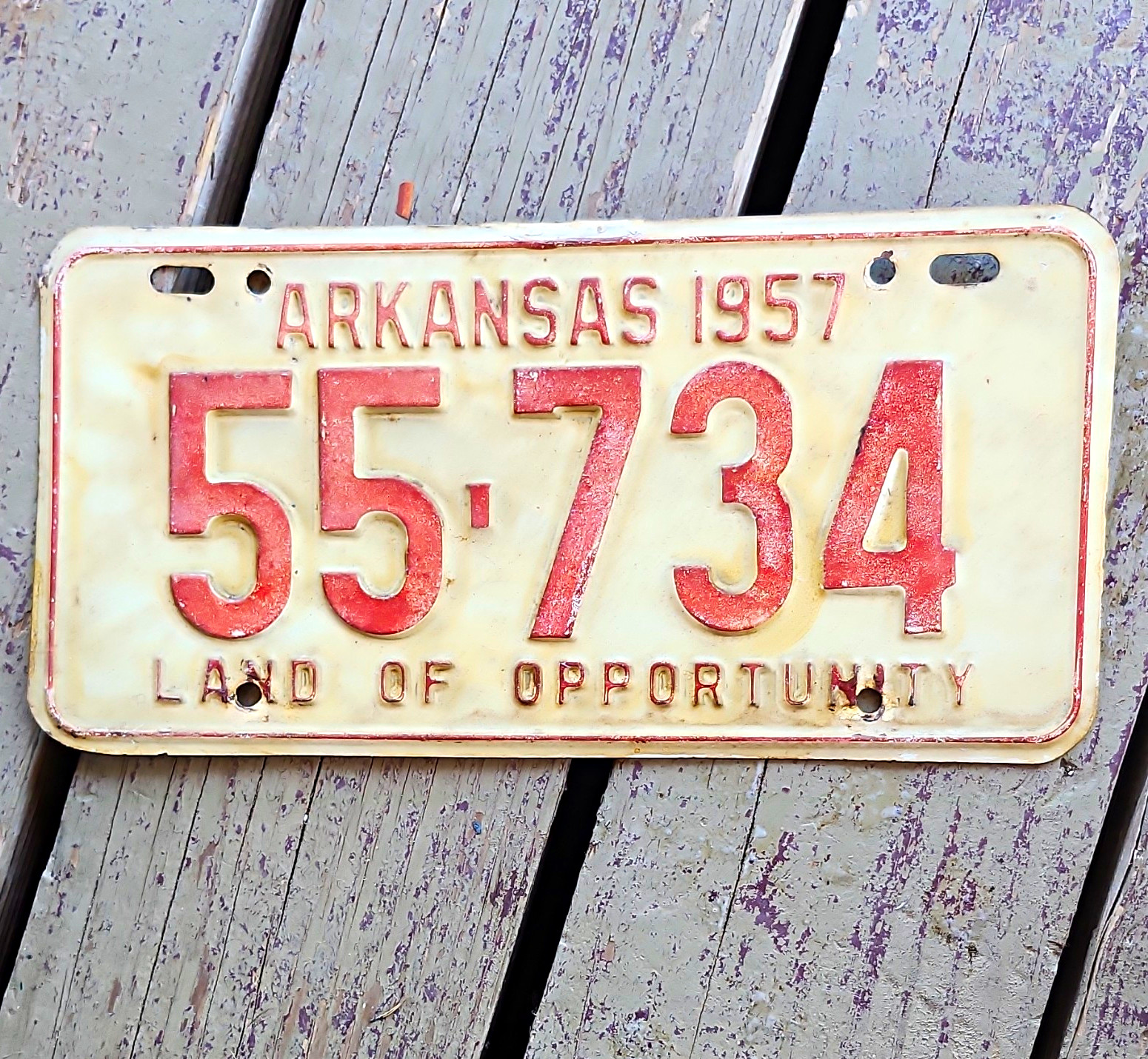 Arkansas 1957 License Plate Tag \ Arkansas 1957 License Plate Tag \