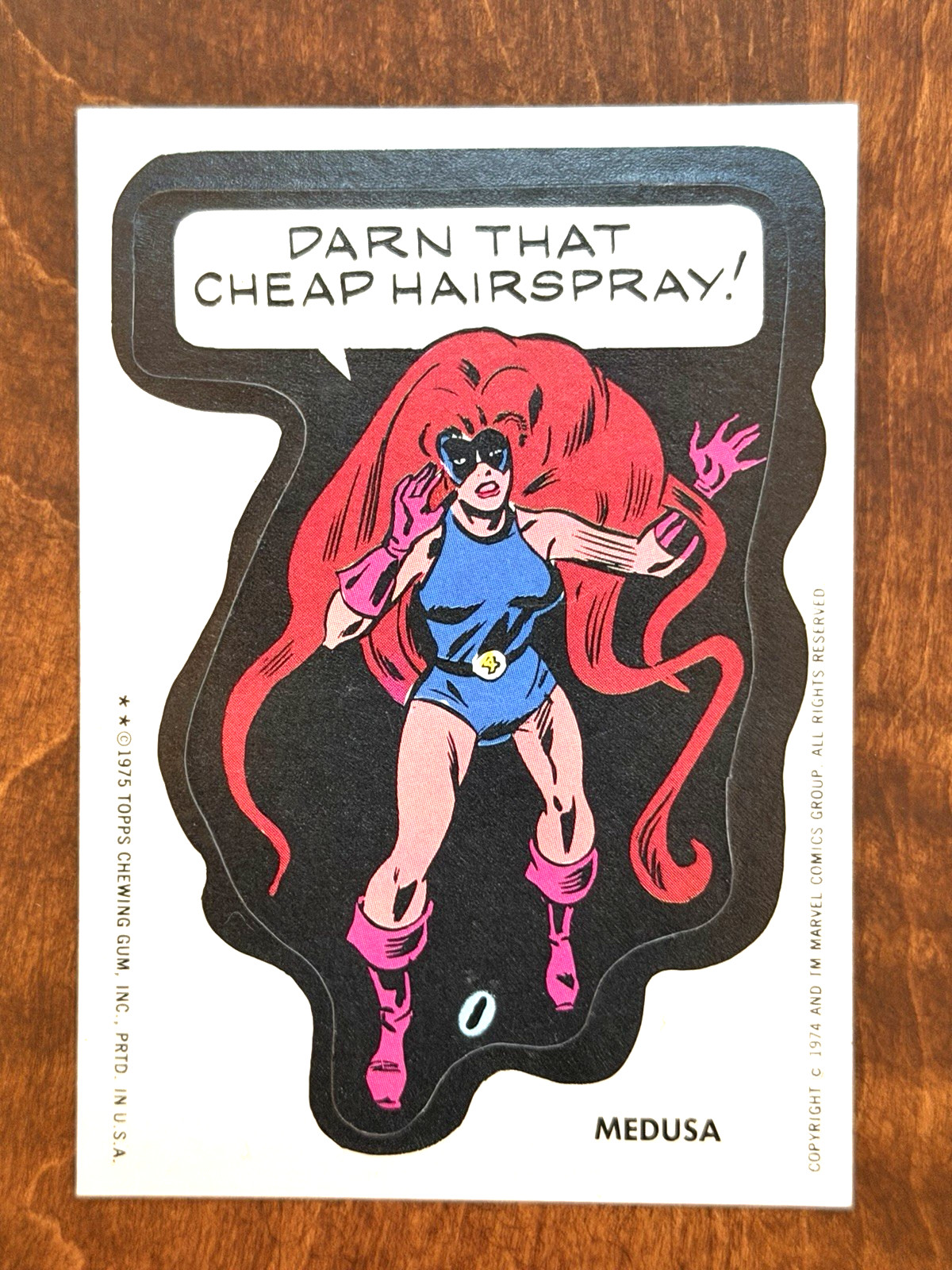 Vtg 1975 Topps Marvel Super-Heroes Sticker  Medusa Tan Test Back - Ex Cond