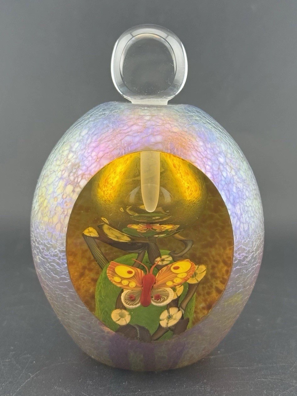 Vintage Zellique Studios Hand Blown Art Glass Perfume Bottle Signed Joseph Morel