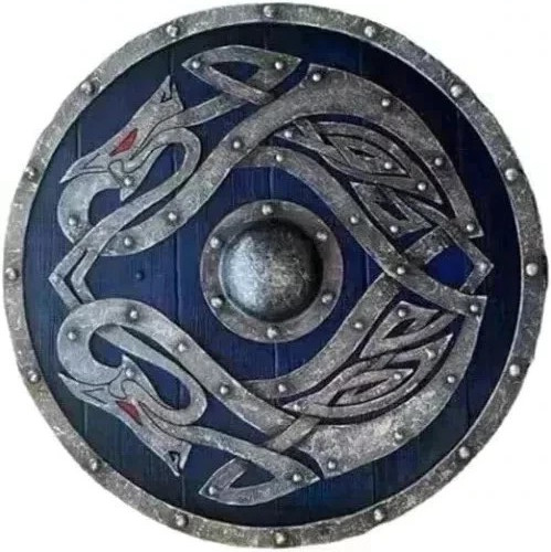Handcrafted 24'' Medieval Viking Shield for Battle Round Shield Soldier Warrior