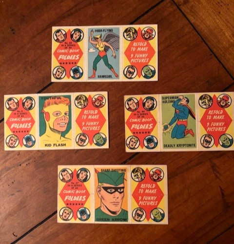 1966 Topps Comic Book Foldees w/ Superman, Green Arrow, Hawkgirl and Kid Flash
