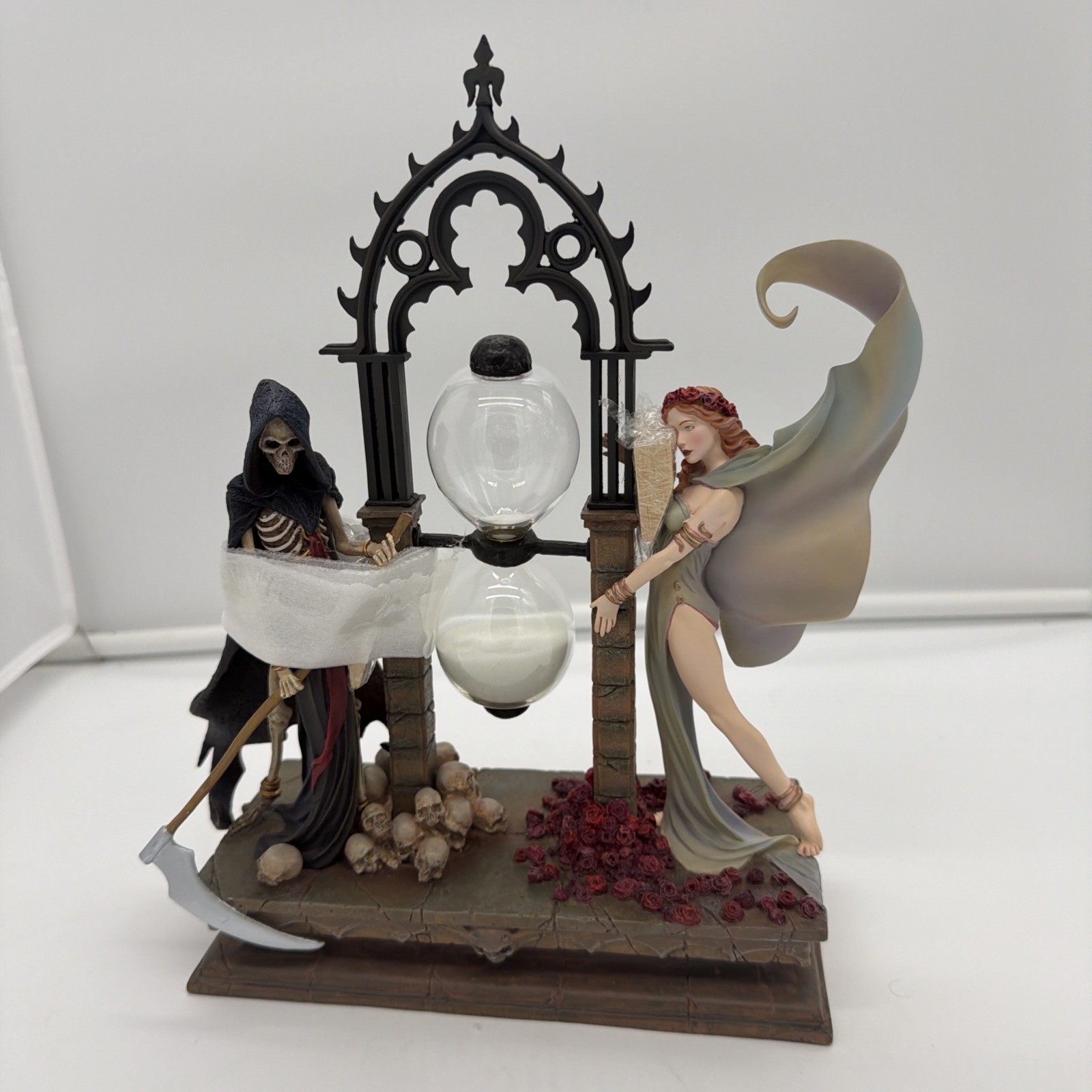 Rare Franklin Mint Sands Of Destiny Hourglass Goth Skulls Death Beauty Scythe