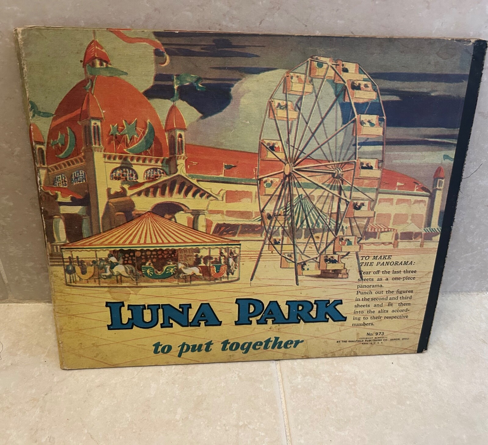1930s Coney Island NY Luna Park Amusement Cardboard Punch-Out Game Saalfield 973