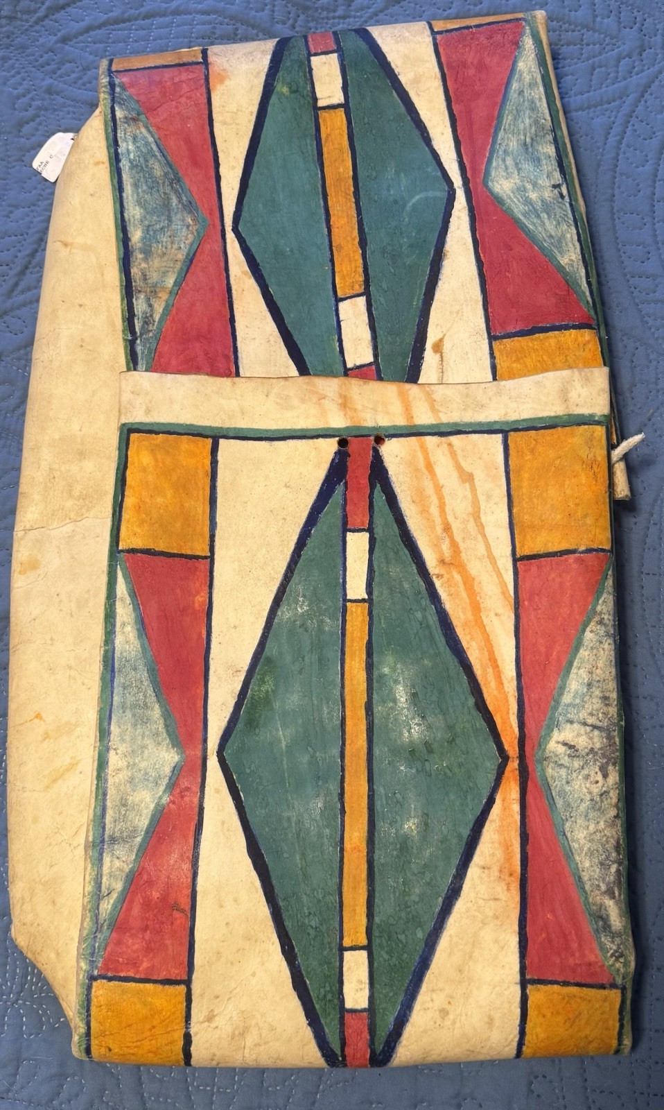 Antique PLAINS Painted Rawhide PARFLECHE ENVELOPE Geometrivc, c1880