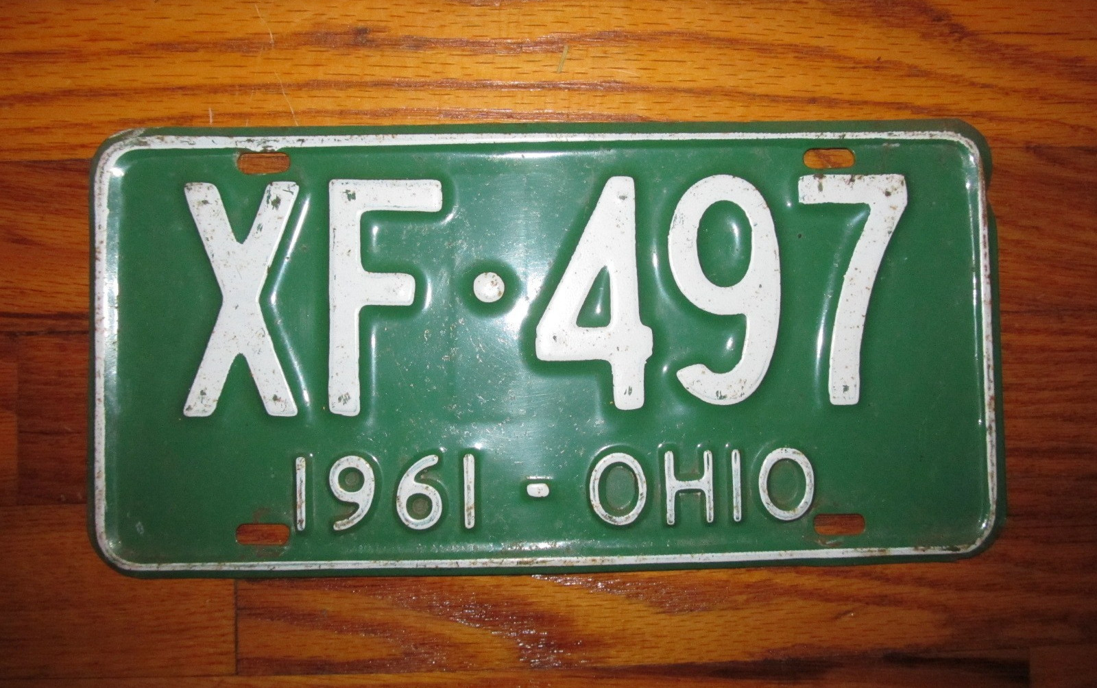 Vintage 1961 Ohio License Plate XF-497 Man Cave Original